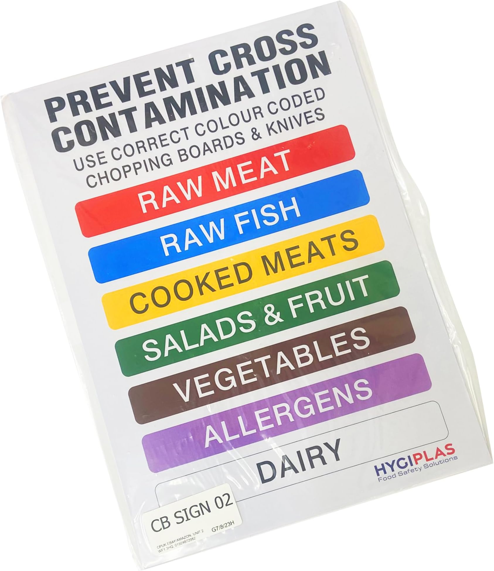 Hygiplas Colour Coded Food Prep Wall Chart, Multicoloured - For Use Alongside Colour Coded Food Prep Items: Chopping Booards, Utensils, Containers - Size: 295x210 mm, Wipe-Clean, J249