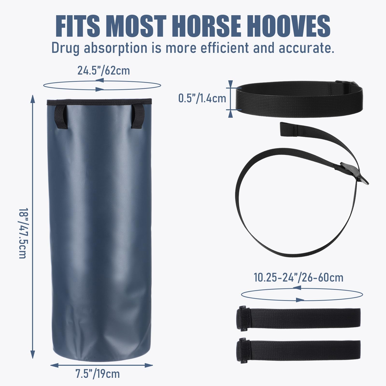 4 Pcs Easy Use Hoof Soaking Boot for Horse Soaker Bag, Hoof Care Treatment Bucket with Eva Pad and Elastic Band, 2 Pairs Horse Soaker Bag for Common Equine Hooves Ailment Problem