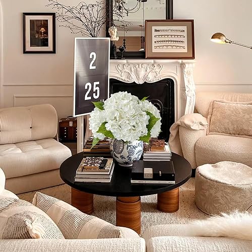 Miniatura 7 de 3 piezas de hortensias blancas de tacto real de 21 pulgadas, hortensias grandes de látex con tallos largos para centros de mesa de boda, centros de