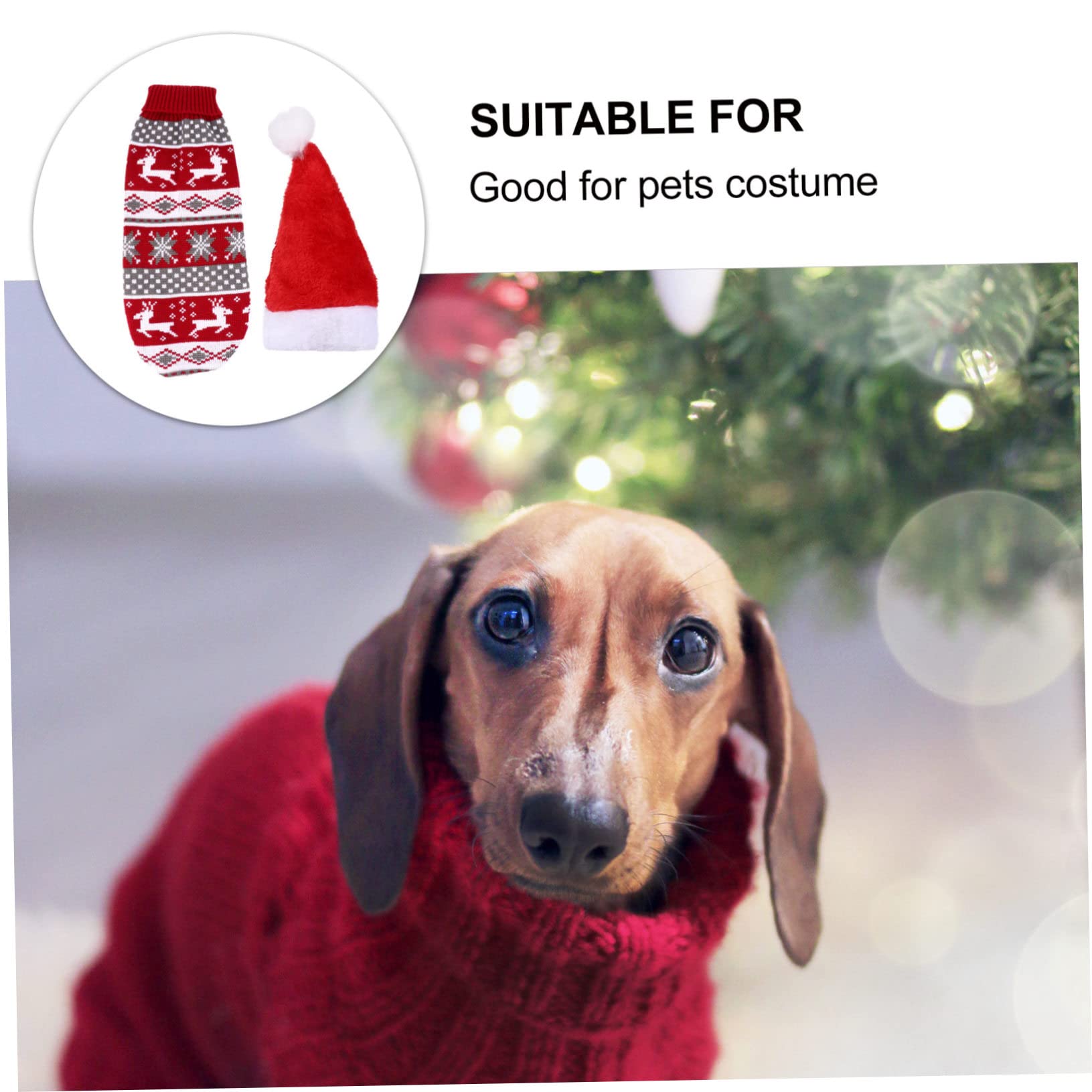 HMJGDHX 2 Pezzi Renna Vestiti per Animali Domestici Maglione di Natale Cane Vestiti Caldi Costume per Cuccioli Abbigliamento per Animali Cappello per Le Occasioni Invernali