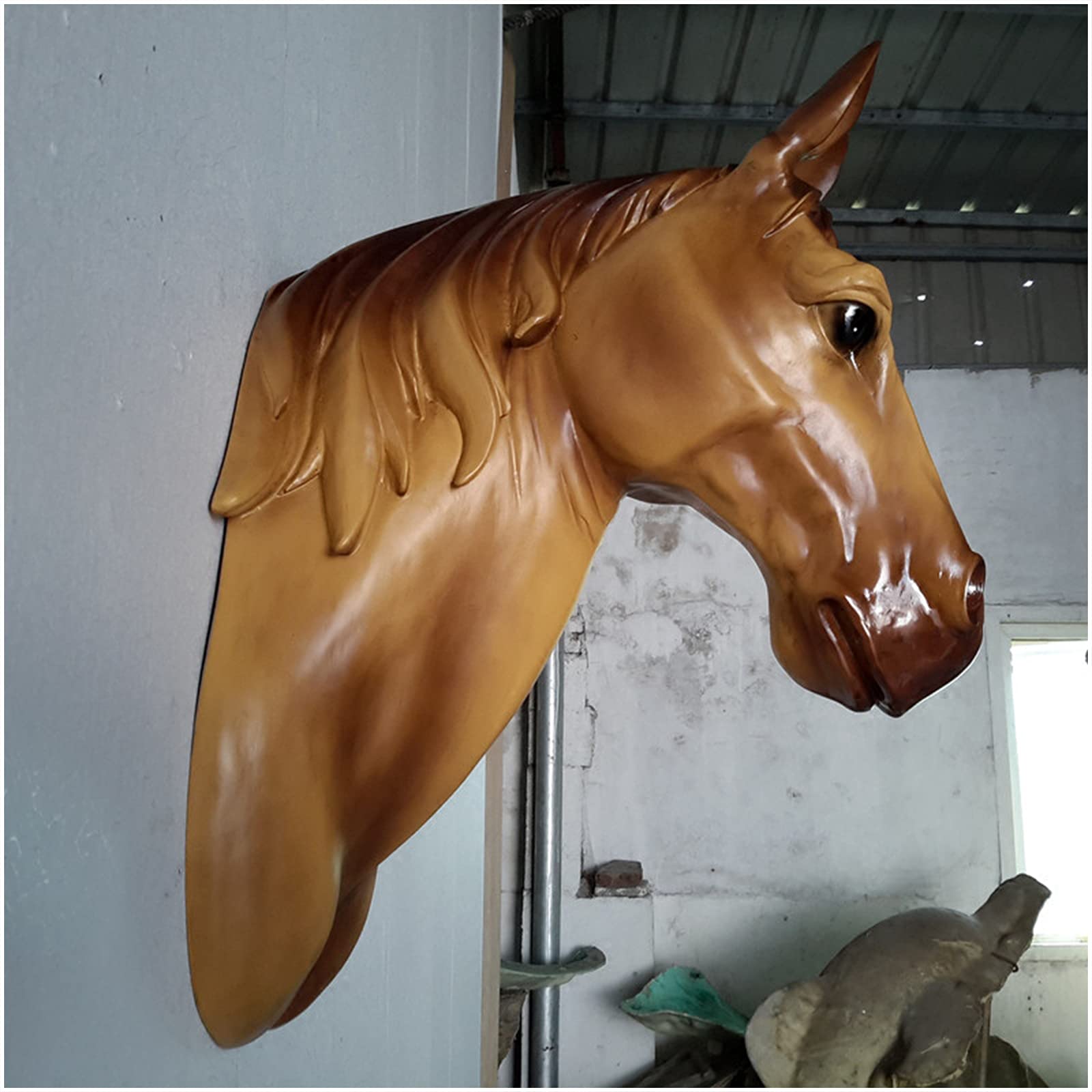 YXCQHZM Escultura de cabeza de caballo montada en la pared de 18 pulgadas, arte para colgar en la pared, arte de taxidermia sintética, decoración de busto para el hogar, bar, decoración de pared