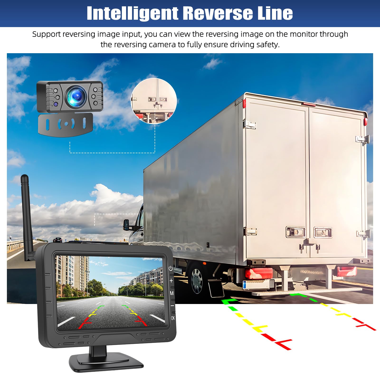 CAMECHO 4.3 Pouces sans Fil Camera de recul avec Moniteur & IP68 étanche, Vision de Nuit caméra de recul DIY Aide à la Marche arrière & Image Flip pour Voiture/Véhicule/Camion/Van/Caravane SUV-12V