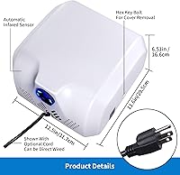 Vista 4 de Goetland El secador de manos comercial del acero inoxidable 1800w automático de alta velocidad embotado pulido