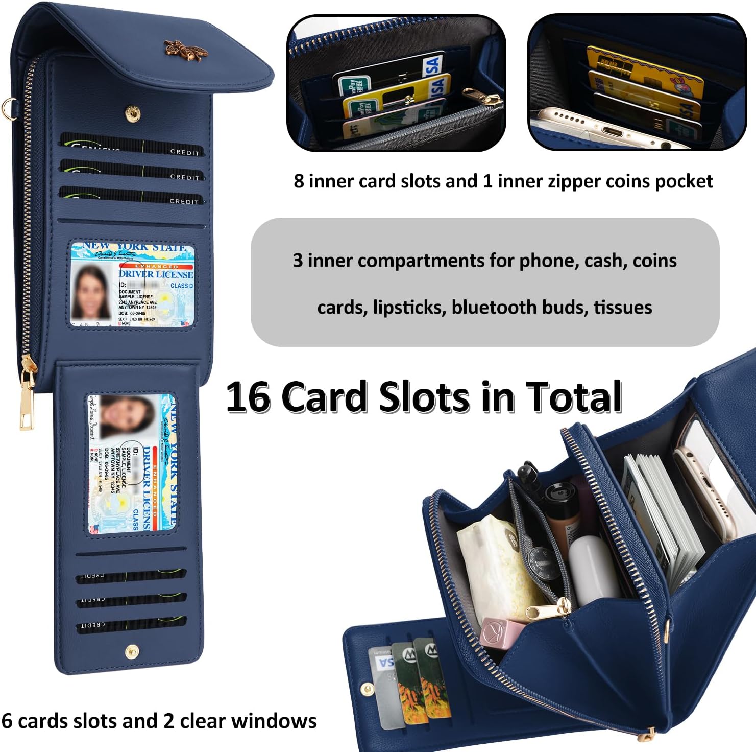 CrossBody Bags with Touchscreen Cell Phone Purse Window Zipper Pocket,RFID Blocking Card Holder iPhone bag for Women - Image 4