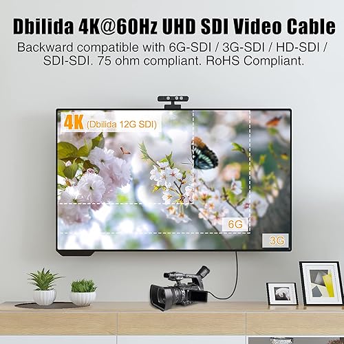 Miniatura 3 de Dbilida Cable SDI 12G de 50 pies, 4K 60Hz RG11 SDI Cable de video SDI 75ohm Cable BNC 16AWG compatible con 6G3G-SDIHD-SDI para cámara de seguridad