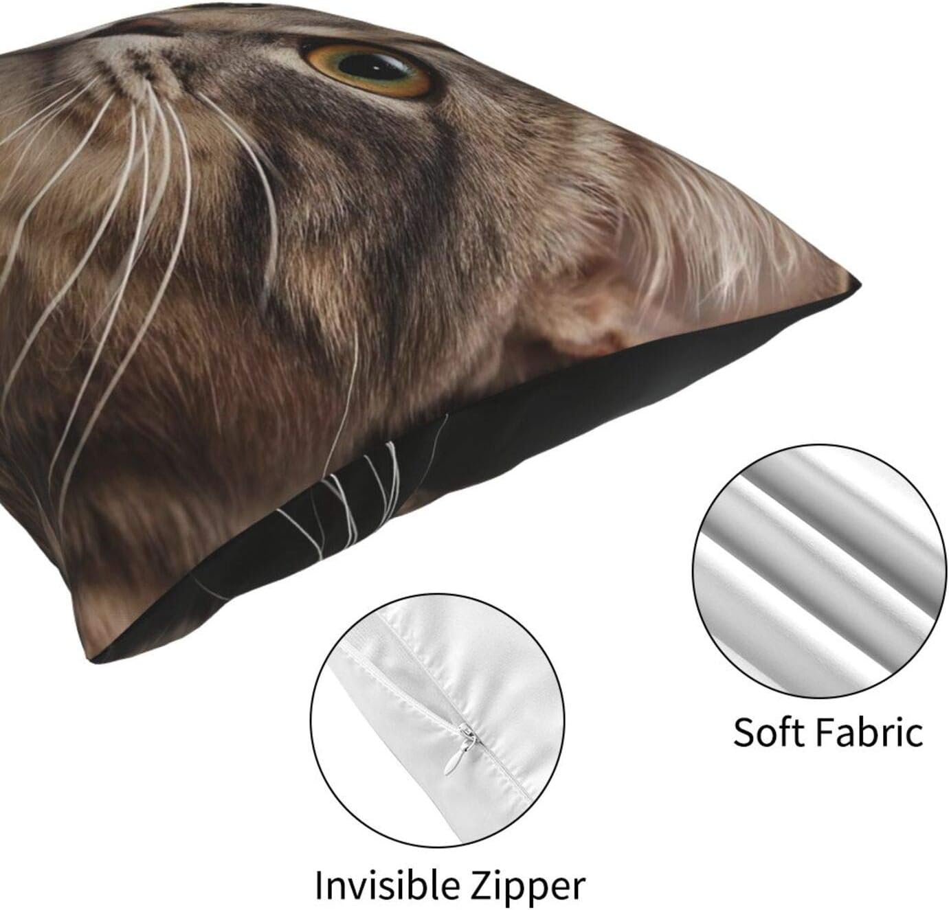 WAZHIJIA Cute Cat Throw Pillow Cover Couch Pillow Case Square Outdoor Pillow Sofa Bed Lumbar Pillowcase Decorative 18 X 18 Inch Cute Cat 18" x 18"