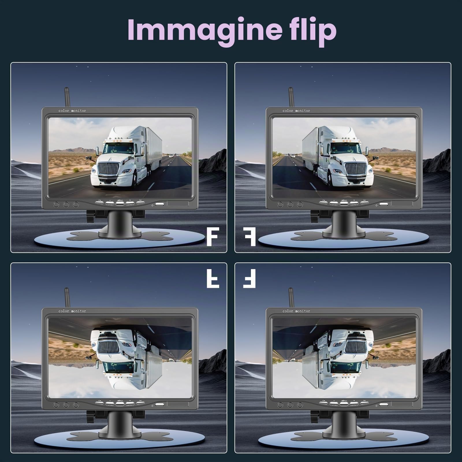 Inefala Telecamera Retromarcia Senza Fili (Doppia) con Monitor HD IPS da 7 Pollici, Targa Retrocamera per Auto Visione Notturna IP68 Impermeabile Telecamera Posteriore per Auto Camion SUV Furgoni