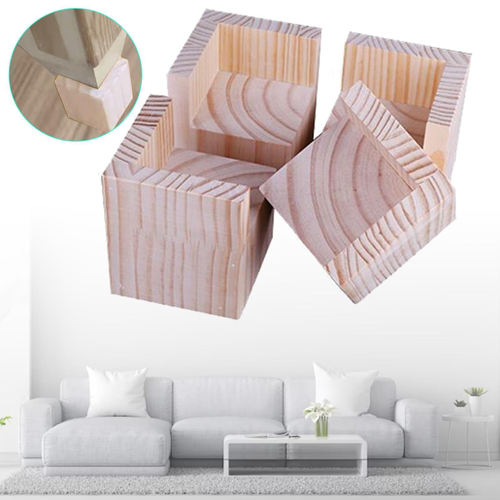 4X Patas Elevadoras para Cama, Bloques de Elevación para Muebles, Mesa, Silla, Sofá, 5cmx10cm