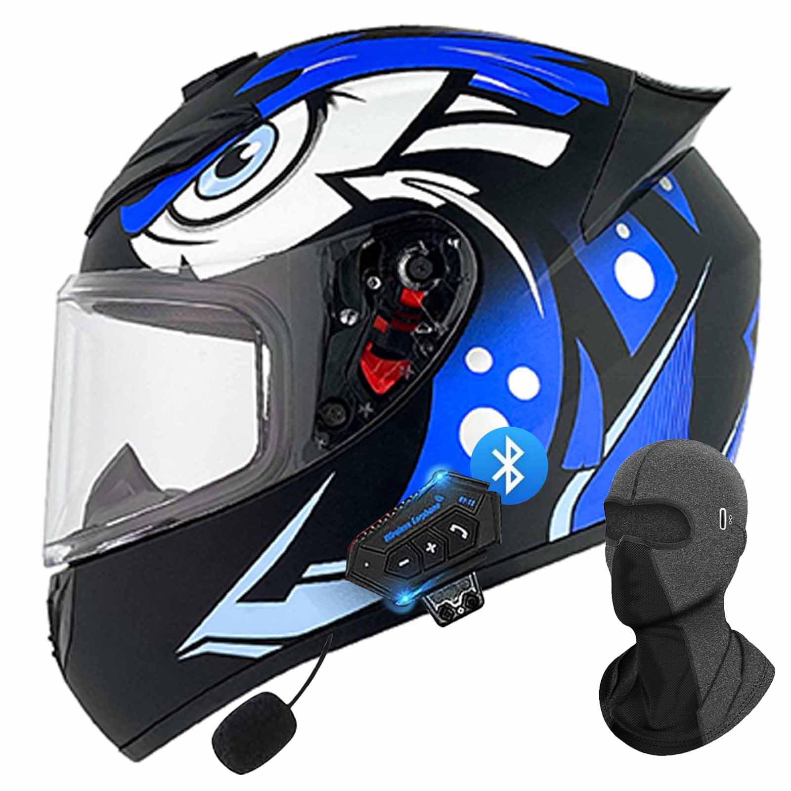 Bluetooth Integrated Motorcycle Flip Up Helmet Scooter Moped Jet-Helmet Lightweight and Durable Motorbike Street Helmet Built-in Mp3 Integrated Communication Ventilation DOT Approved