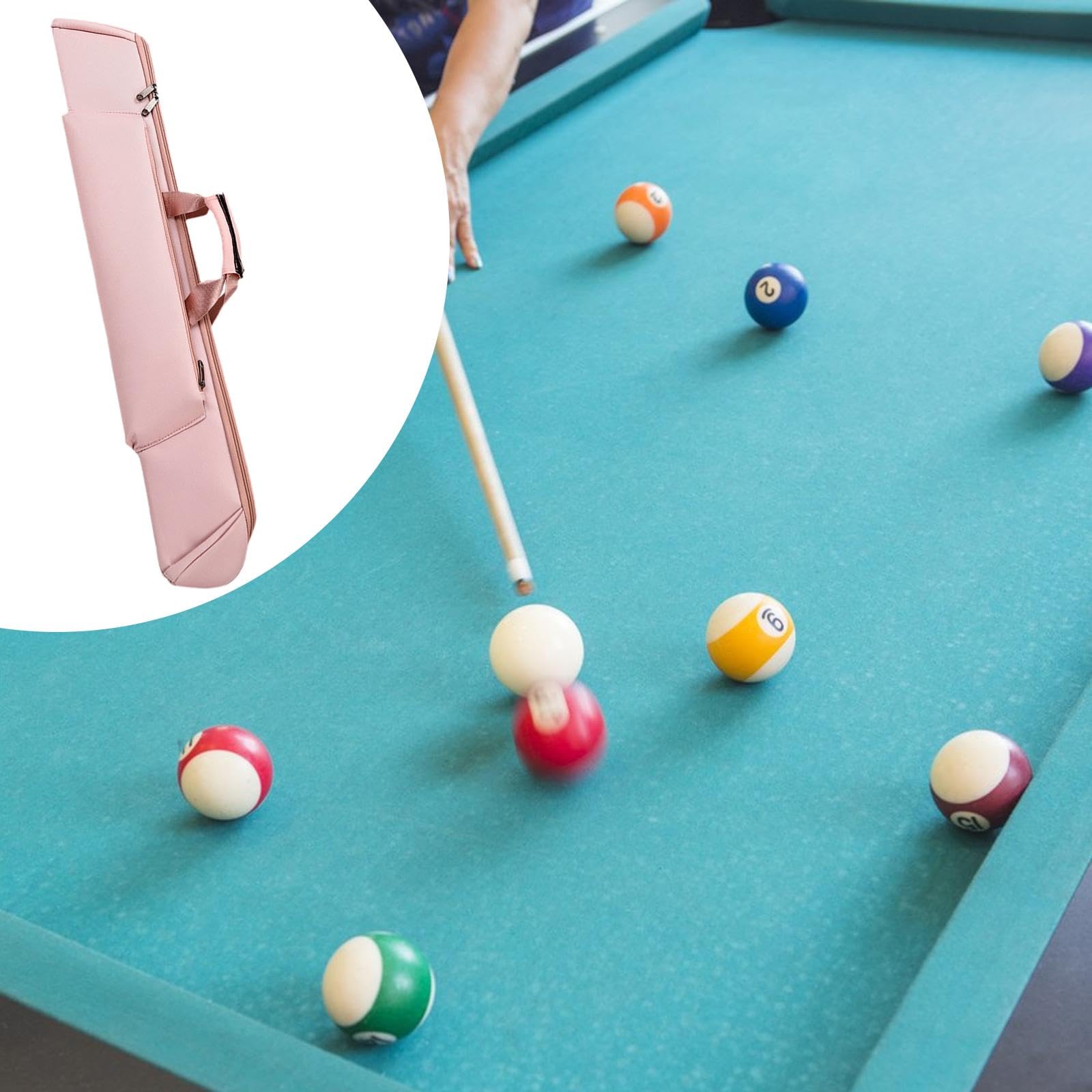 Homyl Billiard Queue Tasche Soft Gepolsterte Billard Queue Tragetasche mit Handgriff Zubehörfach Schulterriemen für Sportclubs Turniere Freizeitaktivitäten