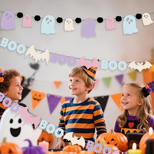 Miniatura 5 de Pancarta de Halloween pastel para decoración de Halloween, linda decoración de Halloween, guirnalda de fantasmas, fantasma, decoraciones de