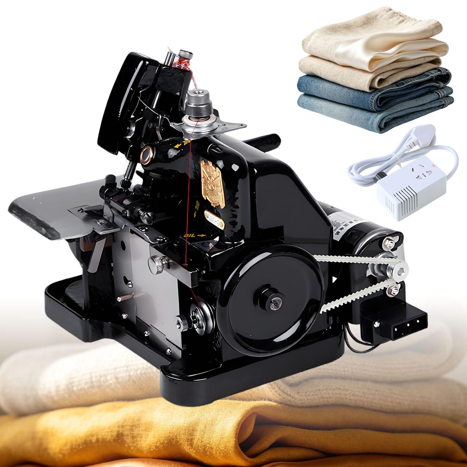 Ymnogjie Overlock Machine,250W Heavy Duty Serger,3000 Stitches per Minute,High Speed Machine for Professional Seam Finishing,Multiple Materials,Knitwear Black