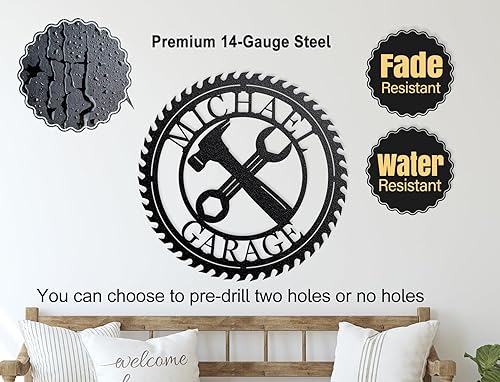 Miniatura 4 de Letreros de garaje personalizados para hombres, letreros de garaje para marido, regalo personalizado, taller, monograma para hombre, decoración de
