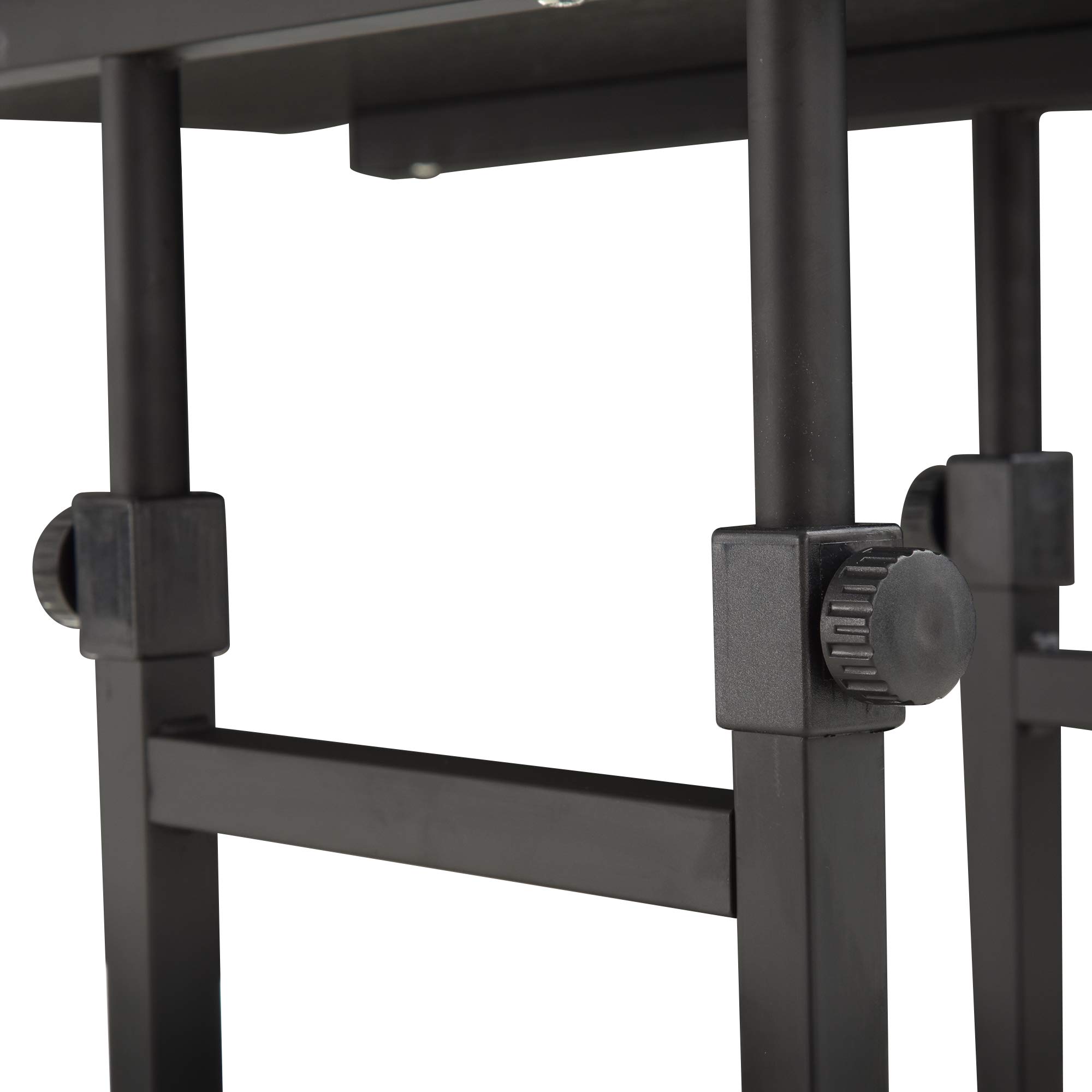 HOMCOM Tavolino da divano, tavolino da letto, per computer portatile, altezza regolabile, 2 ripiani integrati, telaio in metallo nero