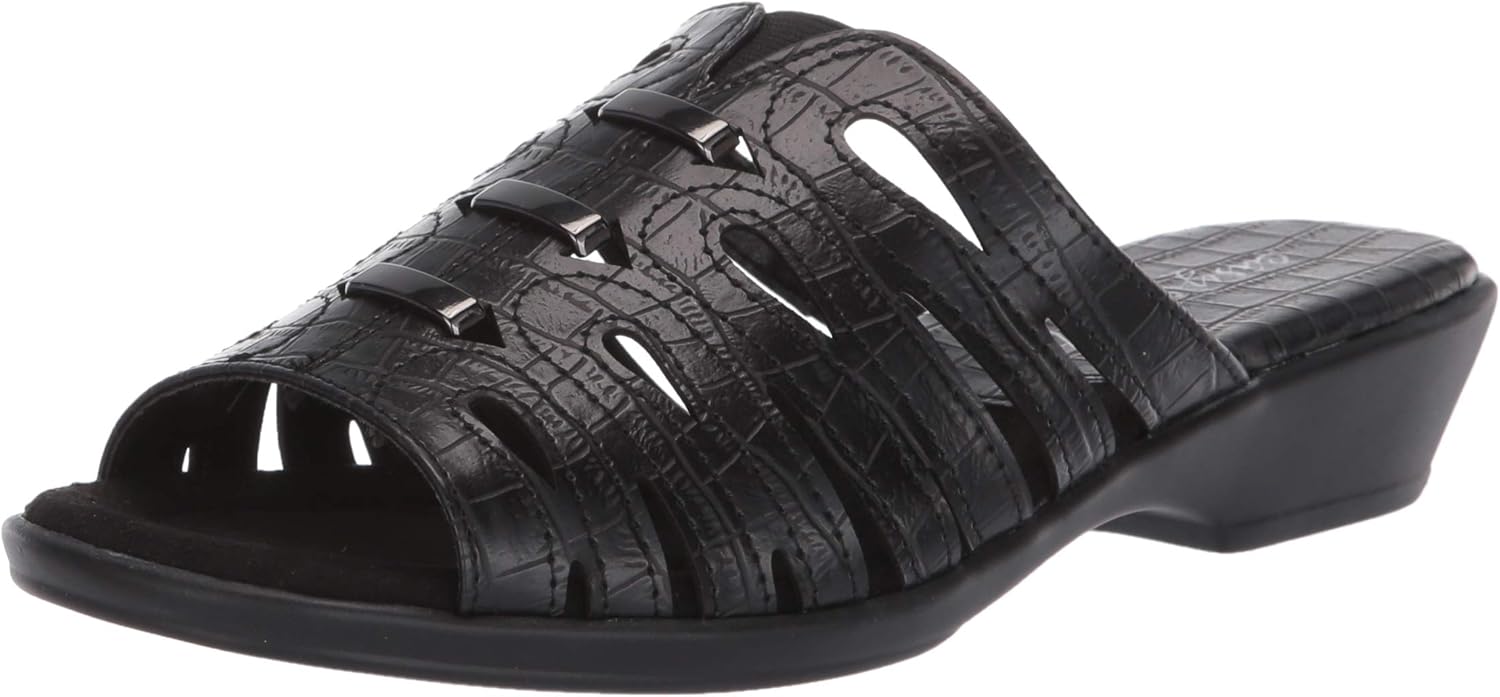 Easy Street womens Slide Sandal Black crocodile 5.5 medium US