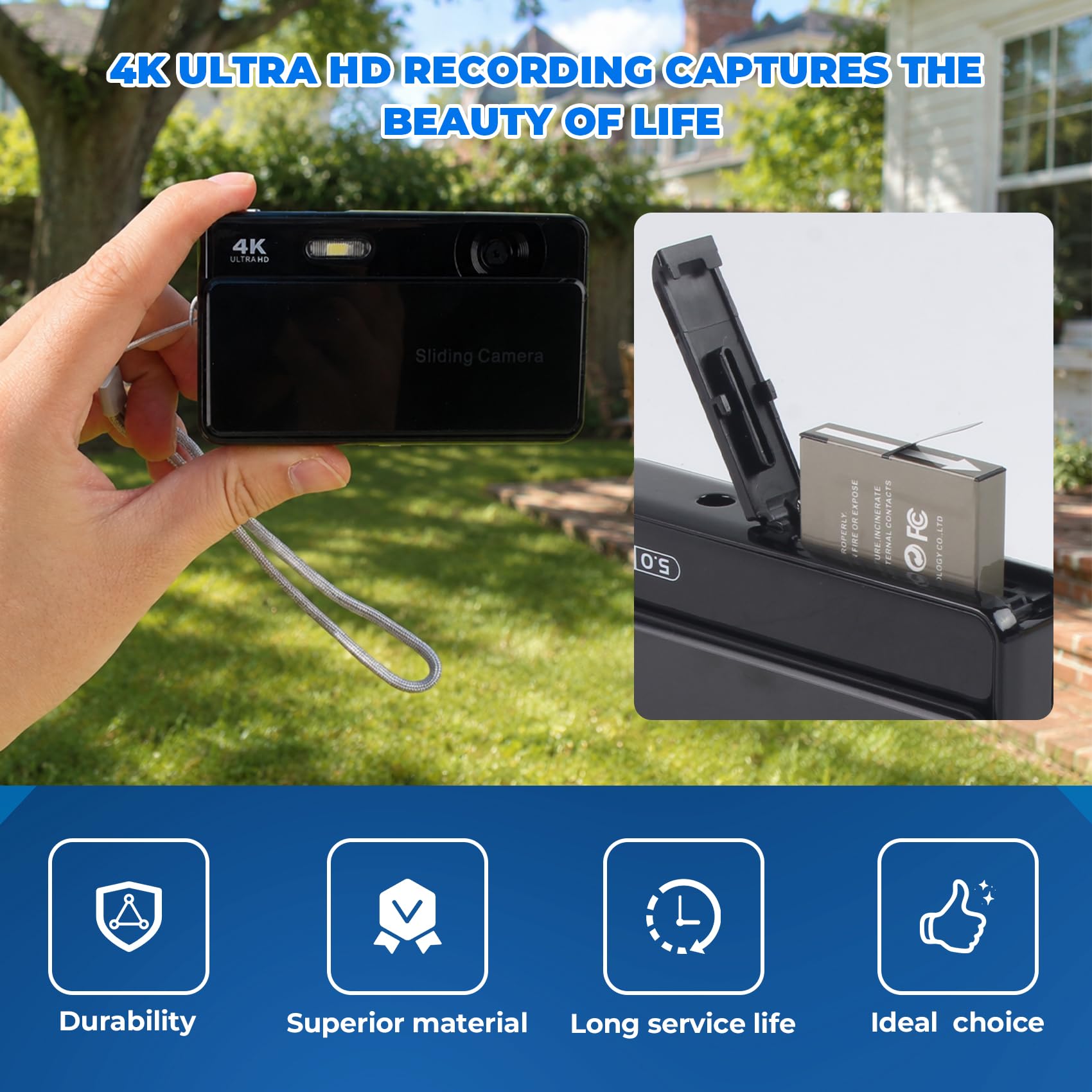Aparat cyfrowy 4K HD 1080P 64MP autofokus vlogowanie aparat 16-krotny zoom kamera wideo 2,8-calowy ekran IPS