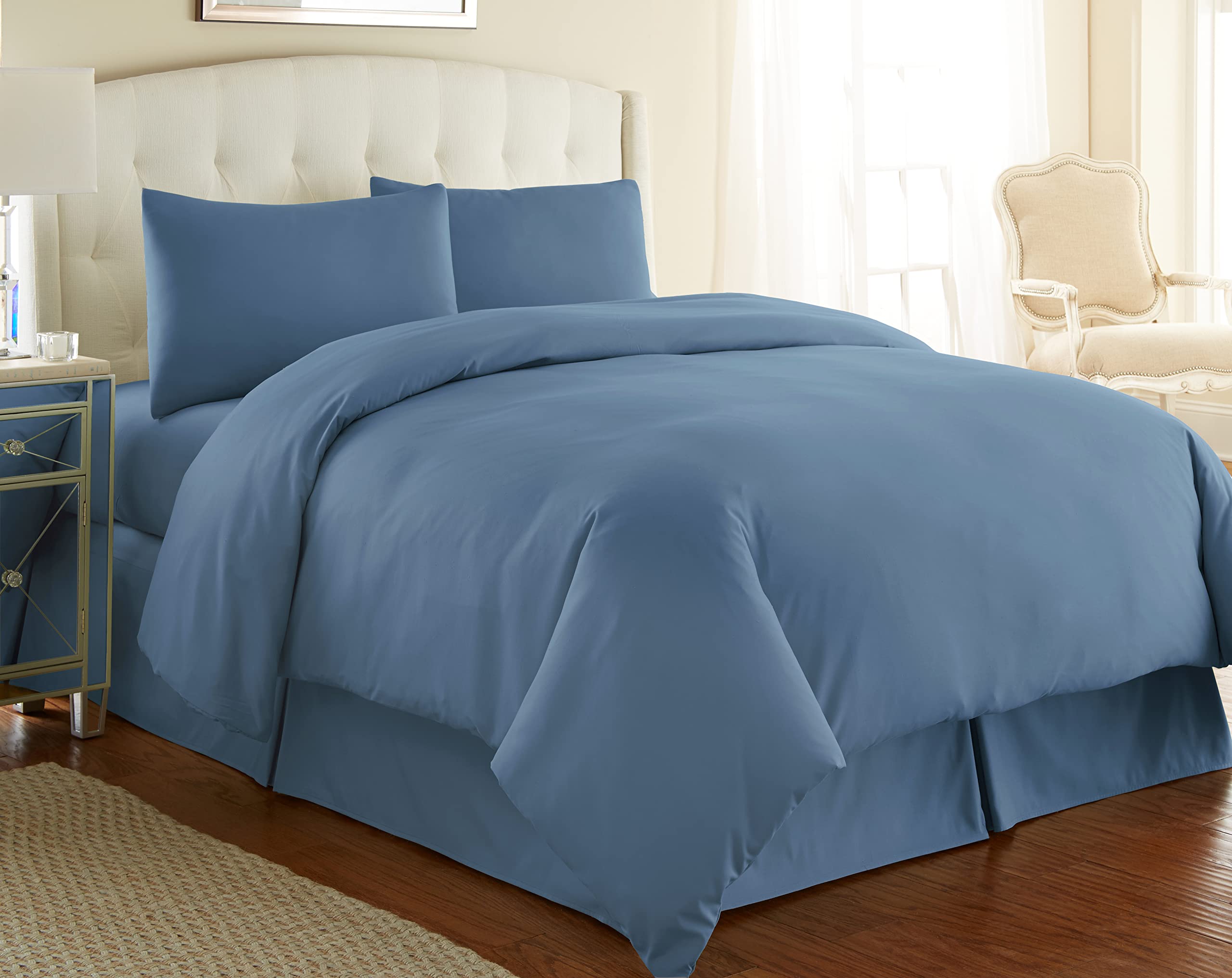 Southshore Fine Living, Inc. Oversized King/California King Size Duvet Cover Set, Comforter Cover with Zipper Closure - Includes 1 King Duvet Cover, 2 Shams, Coronet Blue