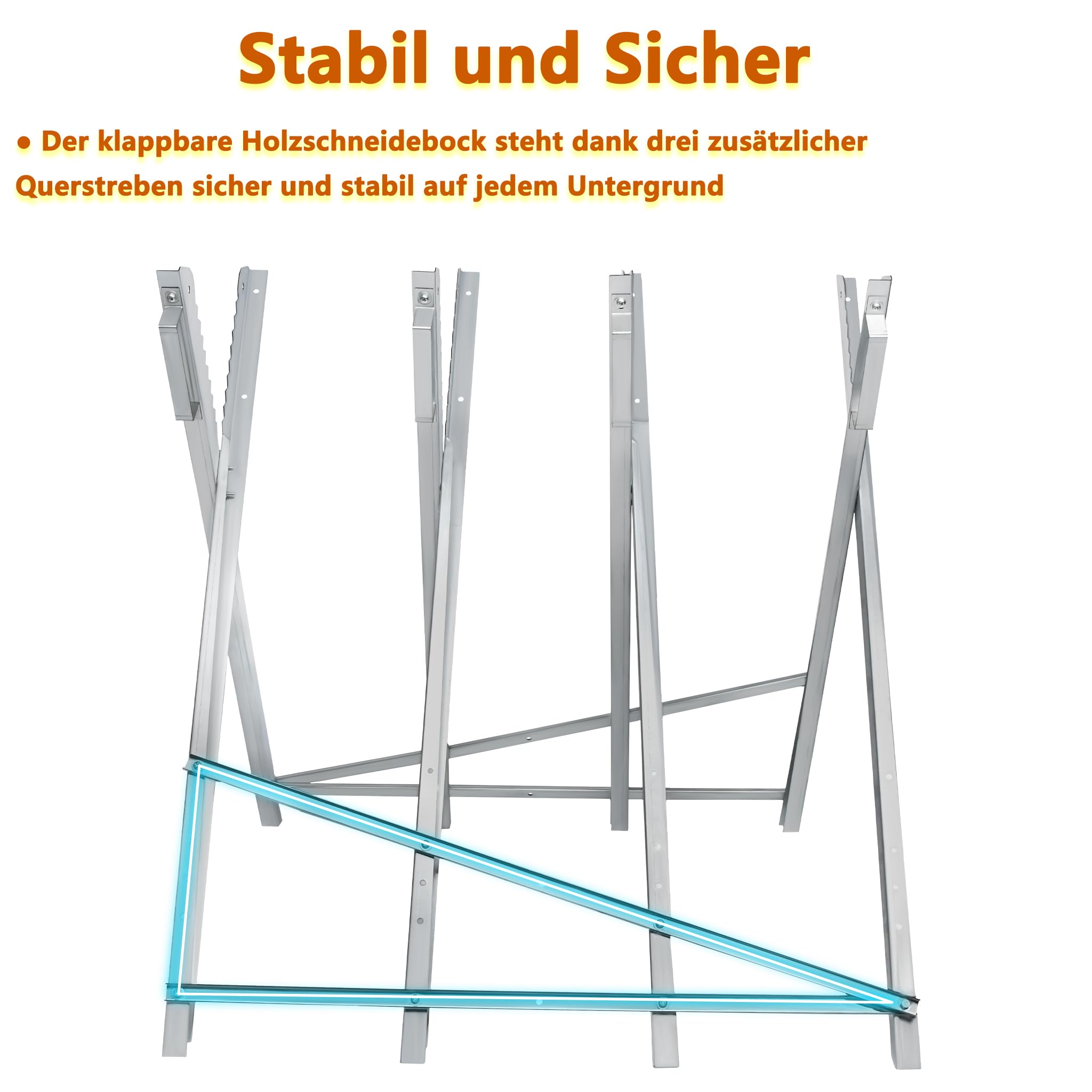 XMTECH Chevalet de Sciage Pliable en Métal - Bosse en Bois, Support pour Tronçonneuses - Capacité de Charge Max. 100 kg - 83 x 83 x 79 cm