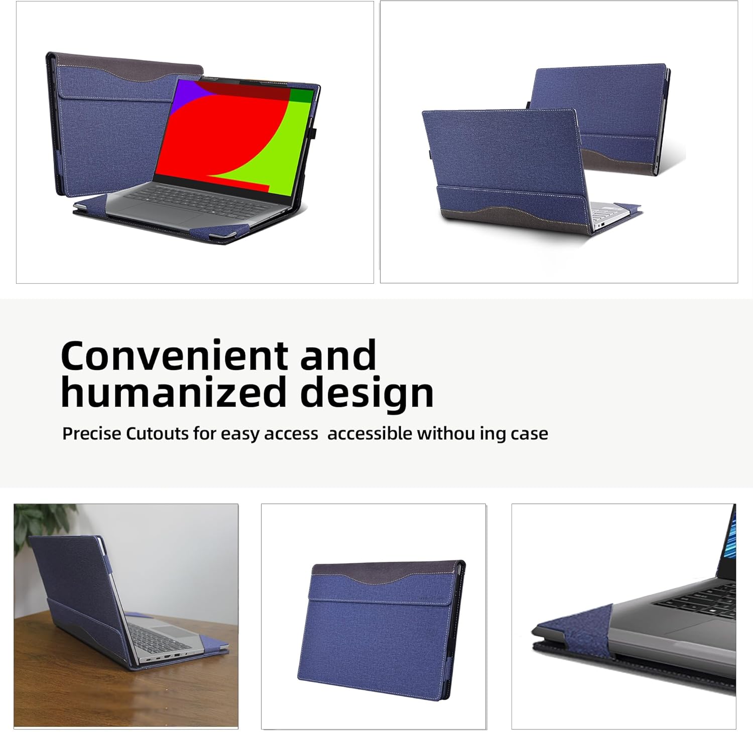 Laptop Case for Lenovo Yoga Pro 7i Aura Edition (15” Intel) Laptop | Yoga Pro 7 15IPH11 15.3inches [Note Other Models] PU Leather Protective Laptop Bag Detachable Shell (Blue)