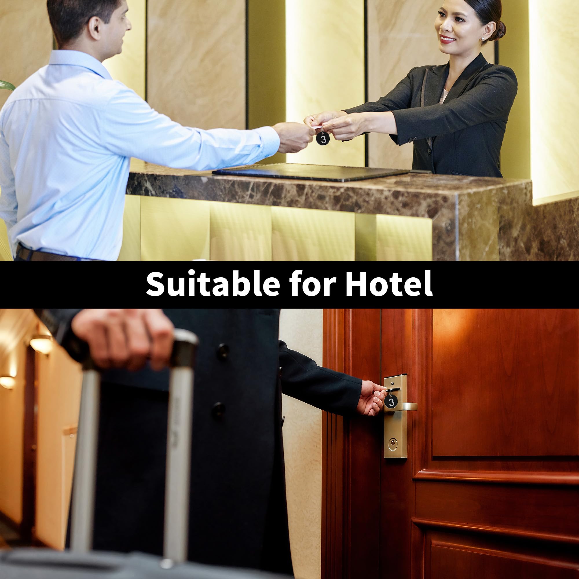 Lot de 1 à 200 étiquettes numérotées gravées en plastique avec trou pour casiers extérieurs, hôtel, restaurant (noir)