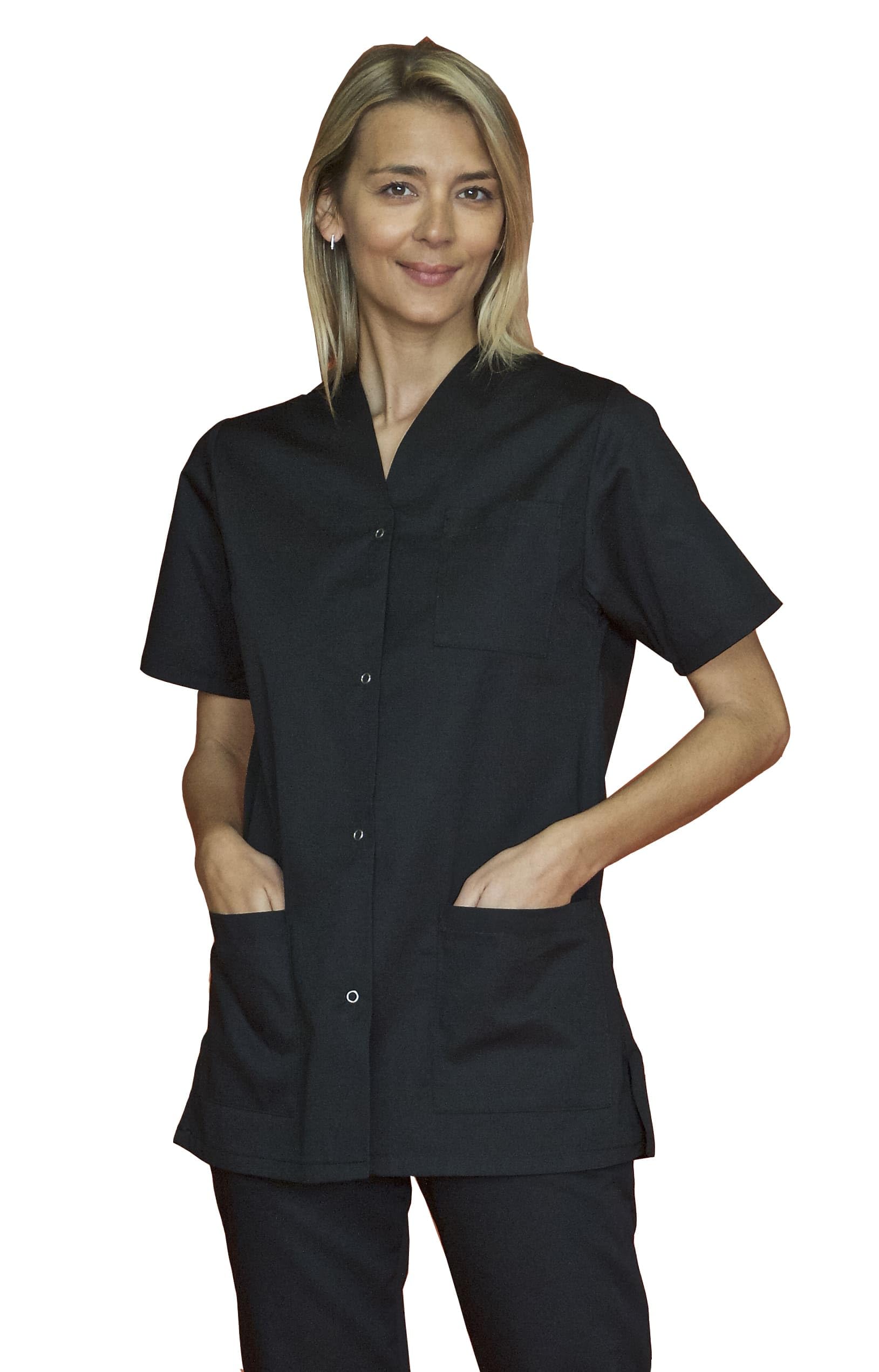 SNV Tunique médicale femme manche courte col V blouse médicale professionnelle fermeture par boutons pressions uniforme médicale femme