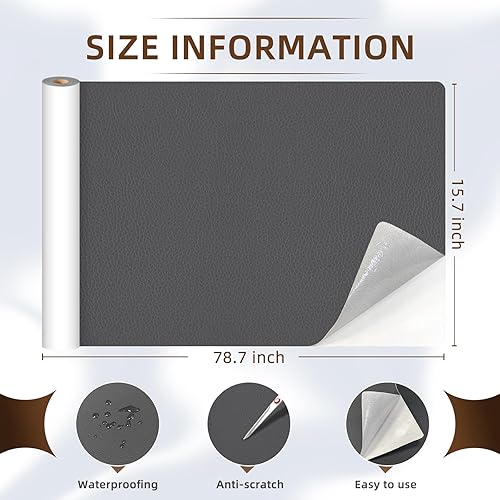 Miniatura 2 de CHEIGHY Kit de reparación de cuero, parche de reparación de cuero autoadhesivo para muebles de 15.7 x 78.7 pulgadas, kit de reparación de vinilo