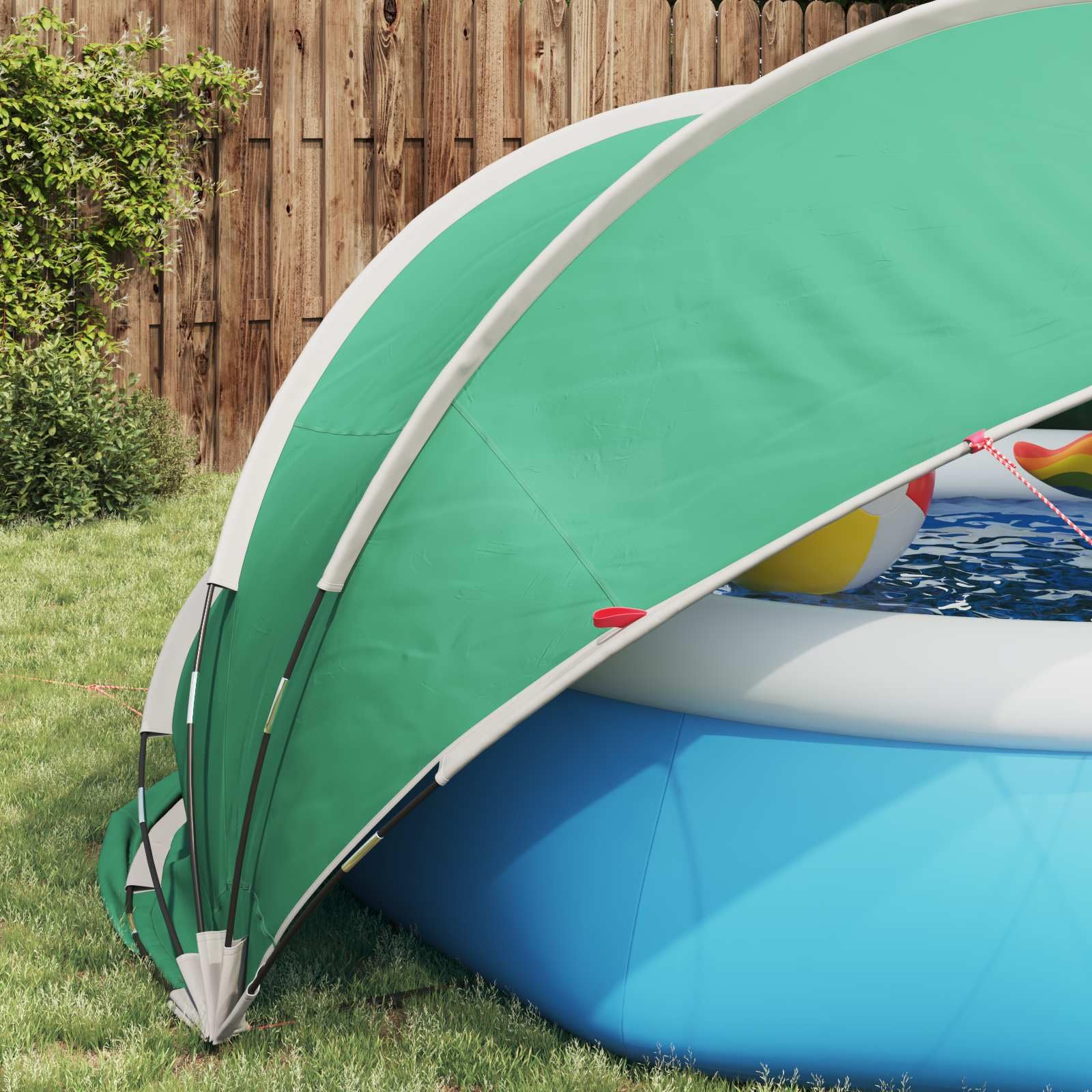 Dôme de Piscine Pliable Bleu 336 x 322 x 160 cm en Polyester 185T revêtement PU avec poteaux Fibre de Verre, Sac de Transport, Protection et Isolation Thermique pour Jardin terrasse