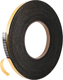 Self Adhesive Foam Tape Weatherstrip 1/4in x 1/16in x 33Ft High Density Foam Insulation Strips Foam Seal Weather Stripping with Strong Adhesive for Door and Window Sound Isolation Soundproofing