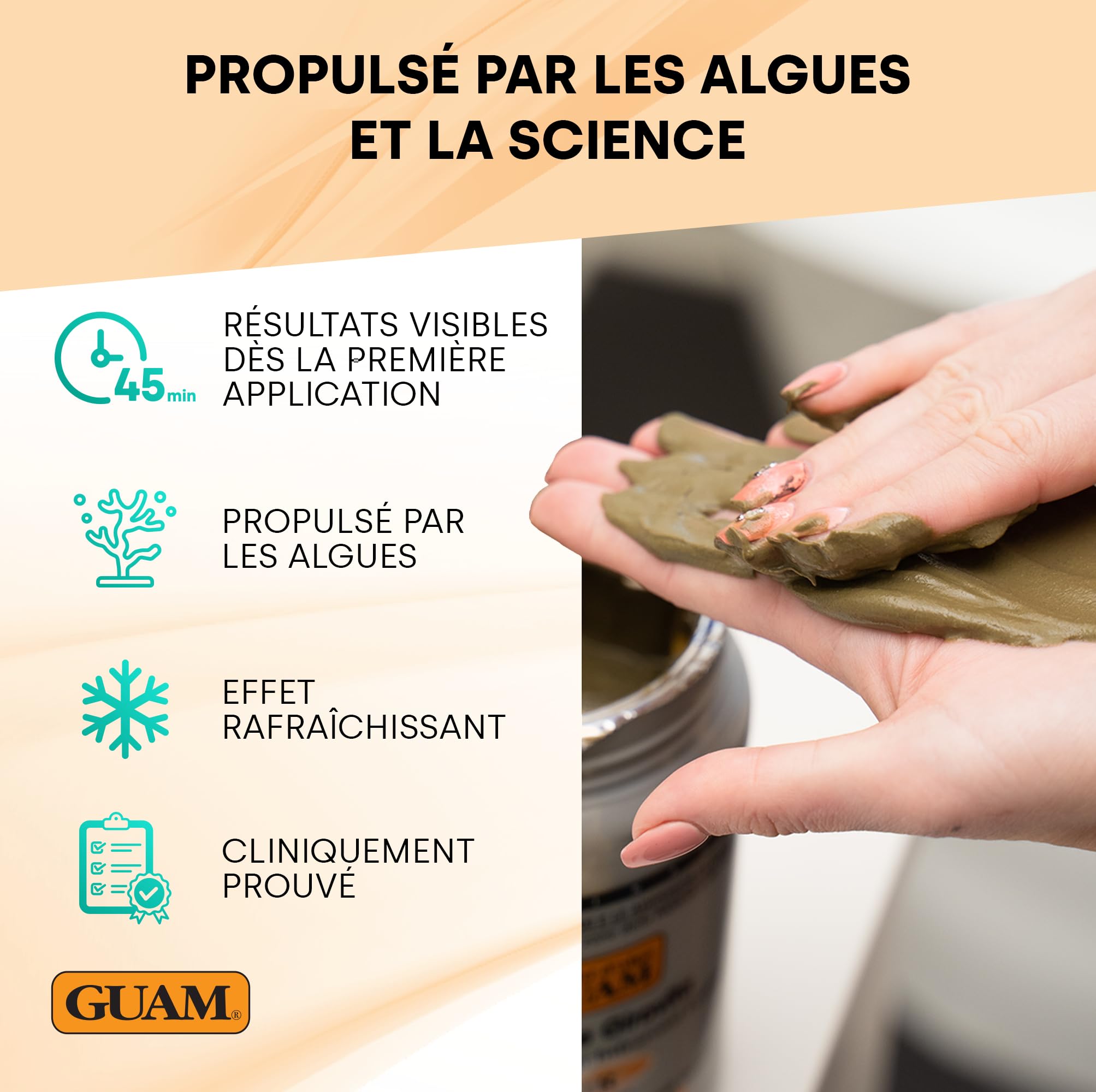 GUAM Boue d’algues 1kg Anti-cellulite Argile Raffermissante au Menthol Effet Froid Tonifie la Peau