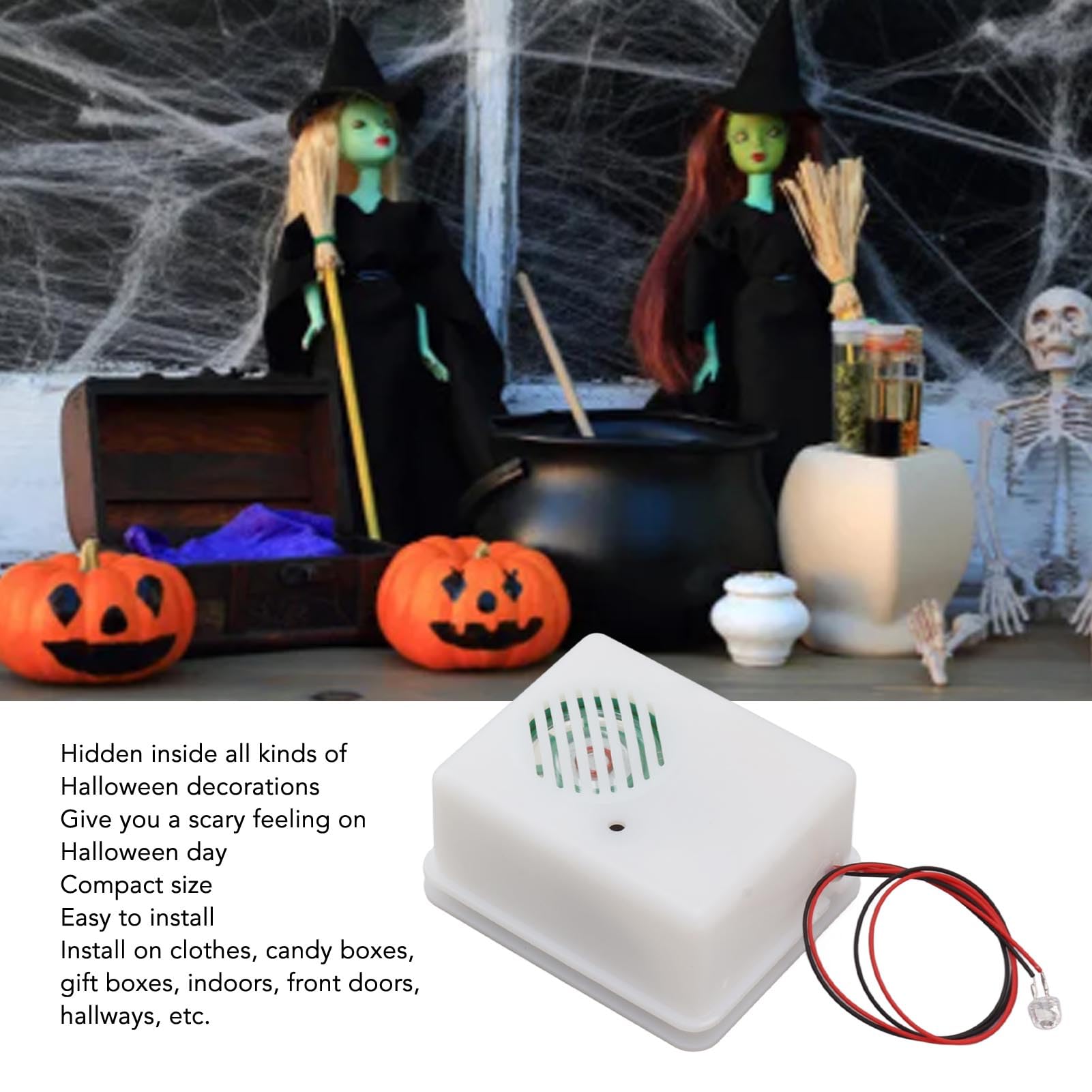 Jeanoko 1PCS Halloween Horror Sound Player Loudspeaker for Scary Screaming Indoor Outdoor Decoration