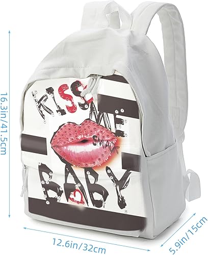 Miniatura 6 de Zicac Mochila de lona unisex DIY Mochila de mochila (gris, con bolsillo lateral), Blanco, Mochilas Daypack