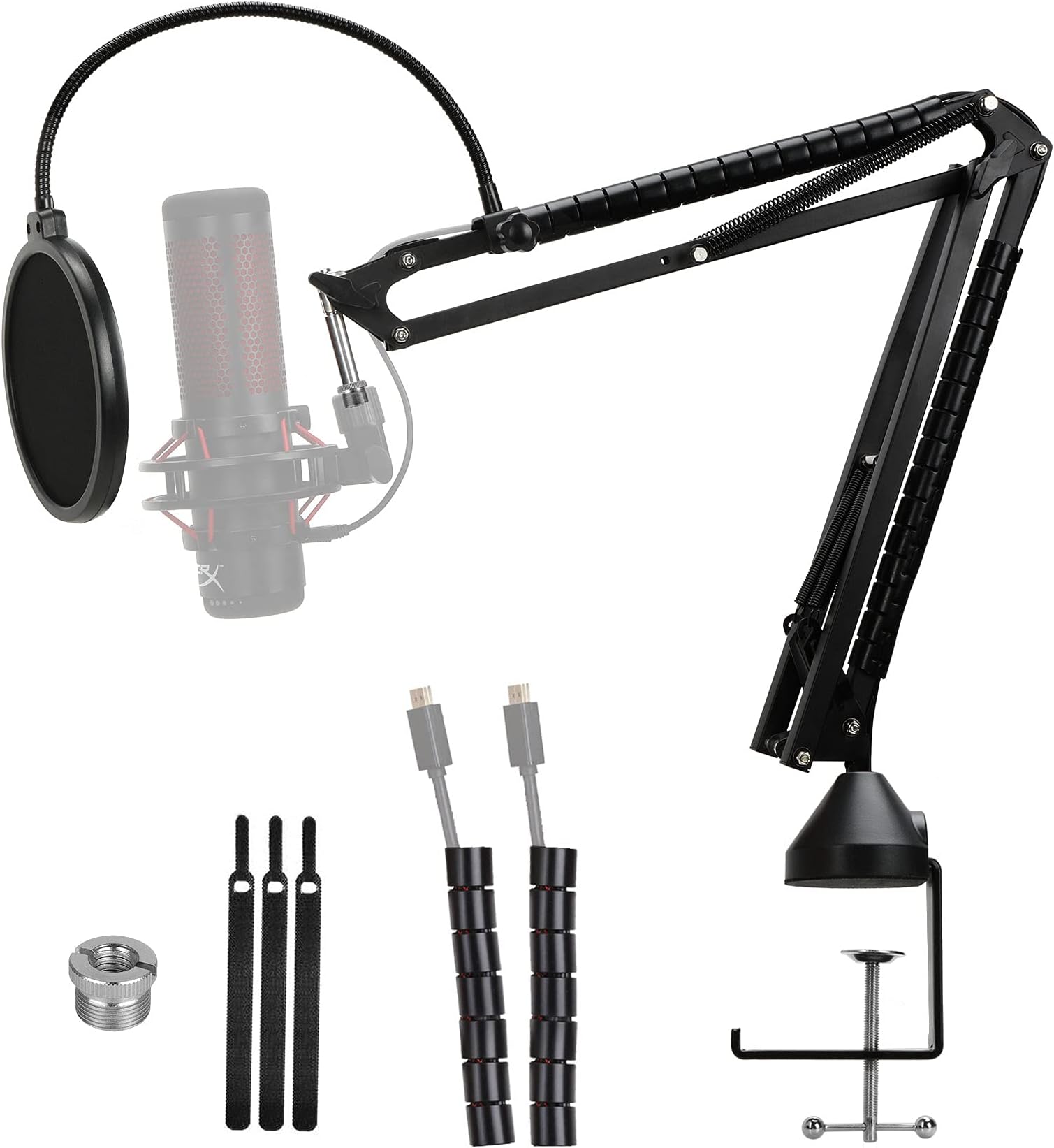 Quadcast Mic Arm with Pop Filter - Professional Adjustable Scissor Microphone Boom Arm Compatible with Quadcast S Microphone by YOUSHARES