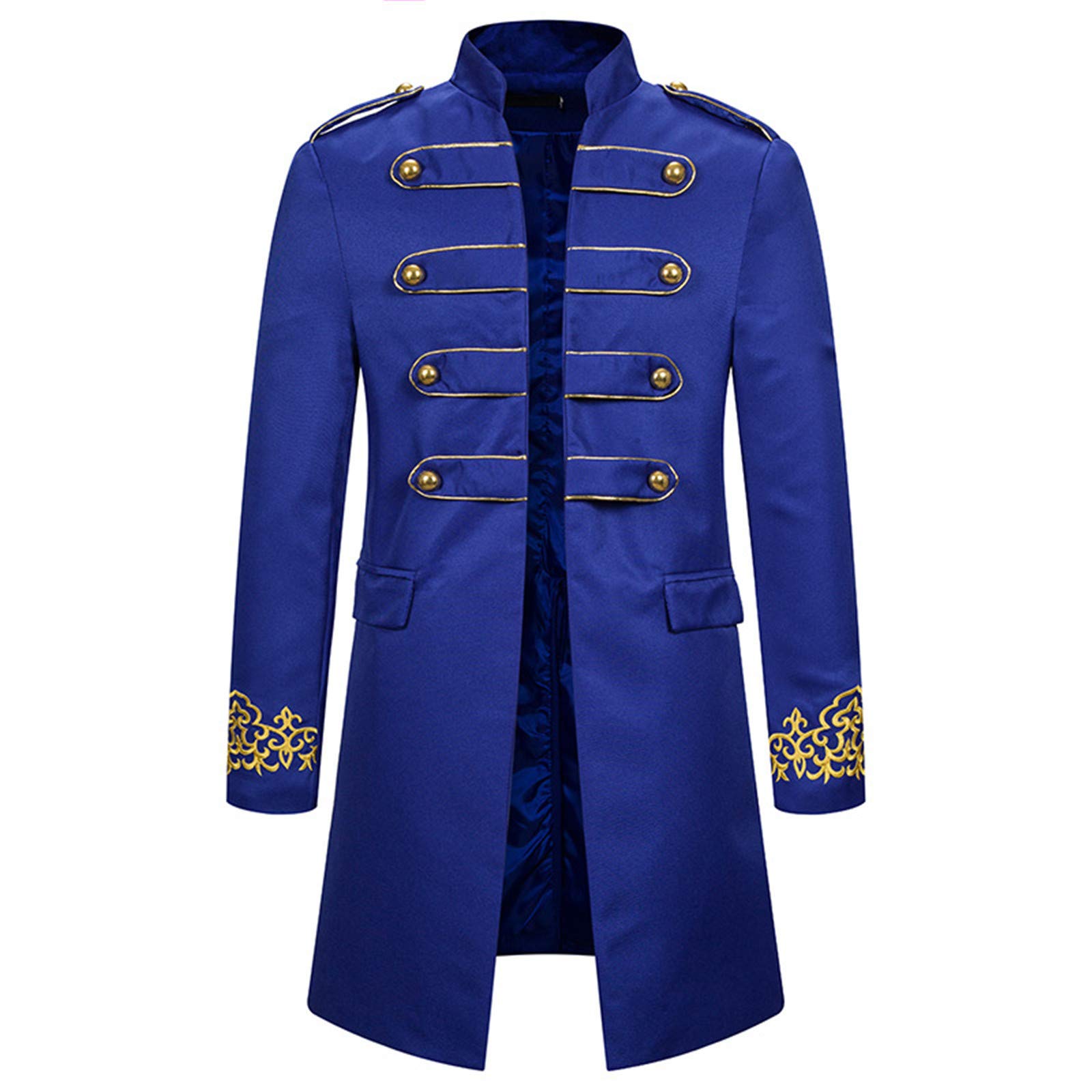 Veste steampunk vintage pour homme - Jupe de marche victorienne gothique - Costume d'Halloween - Col montant - Robe de soirée - Uniforme brodée - Bouton