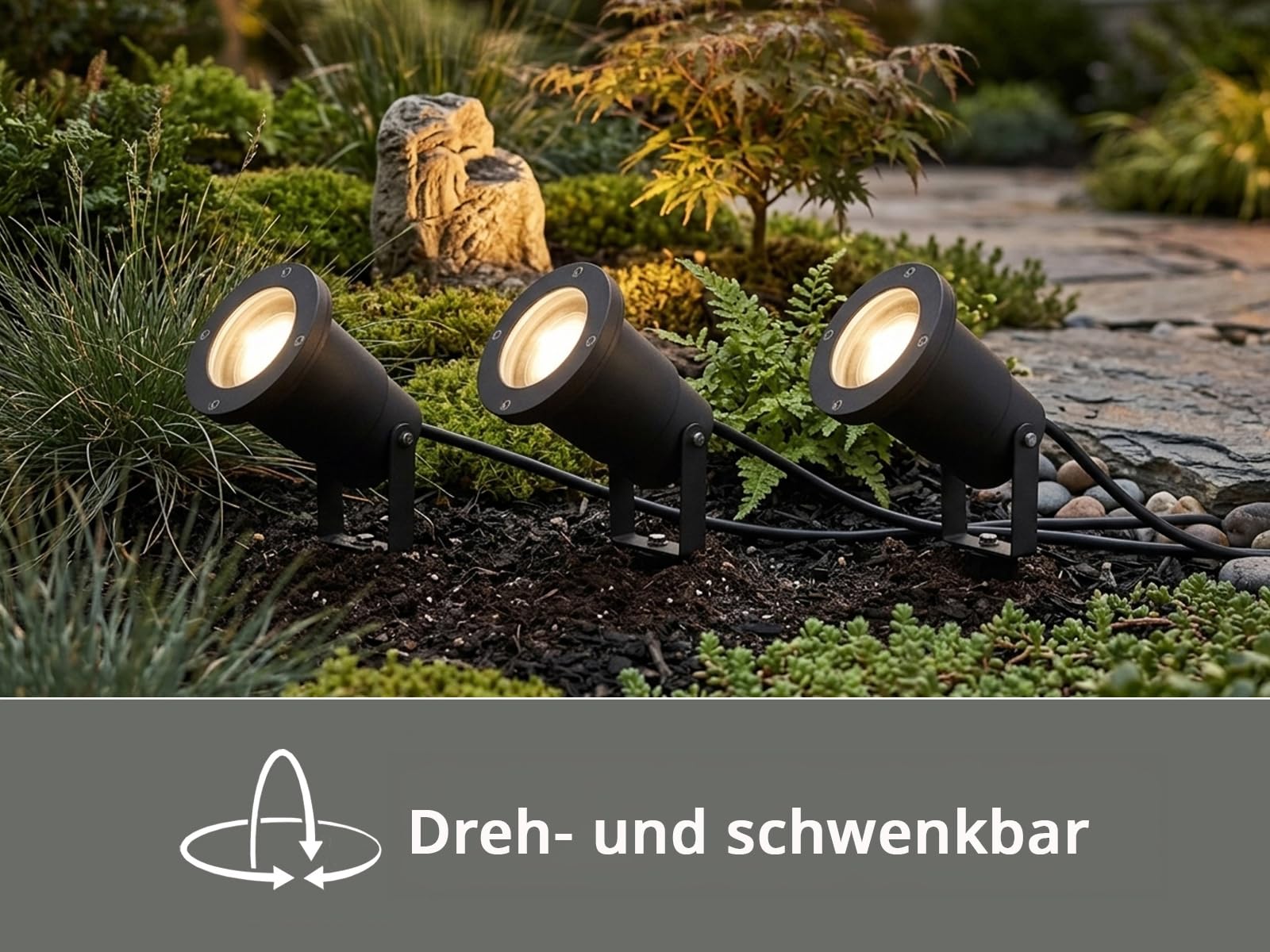meineWunschleuchte Garten-strahler mit Erdspieß, schwenkbare Baumstrahler