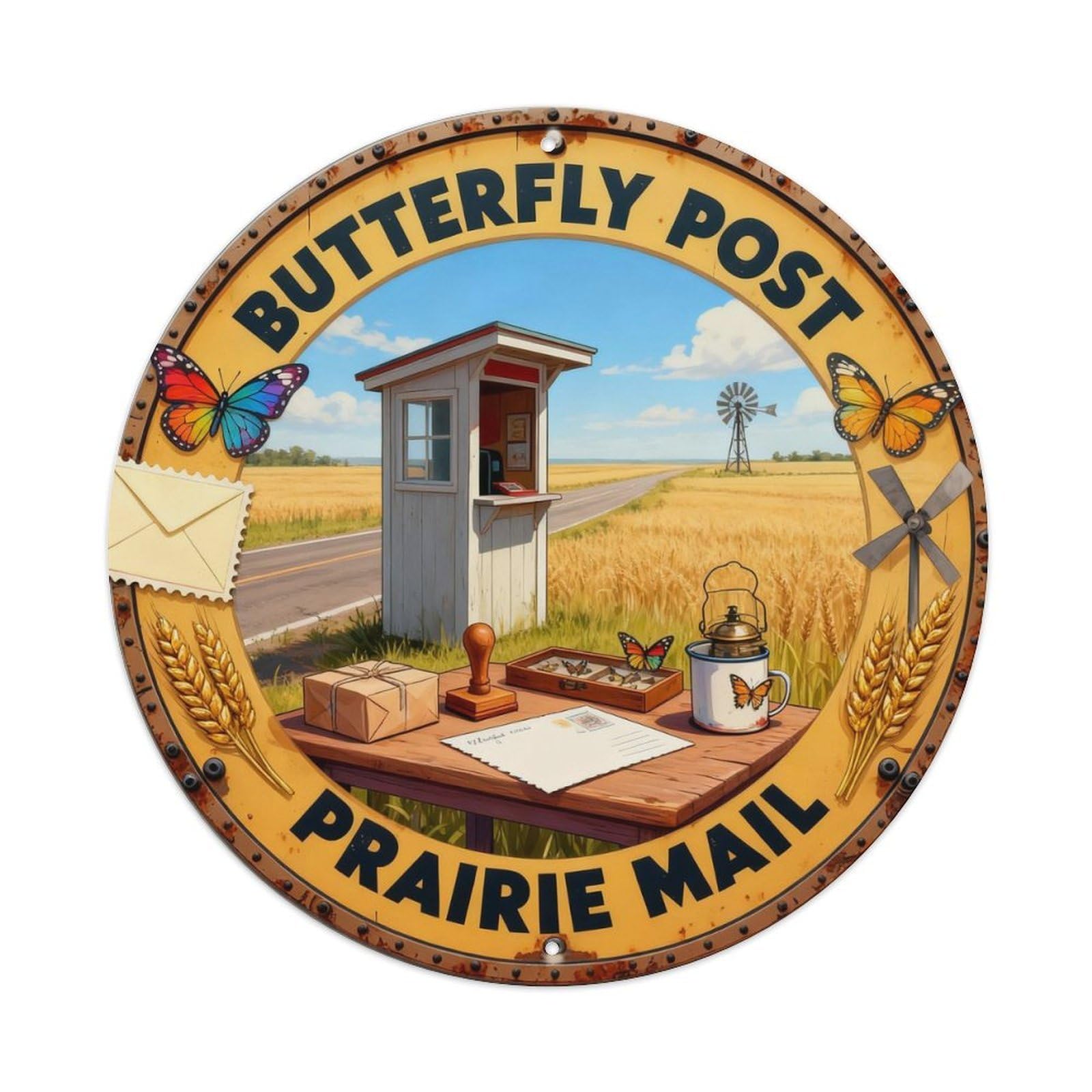 Butterfly Post Sign Metal Tin Sign Plaque