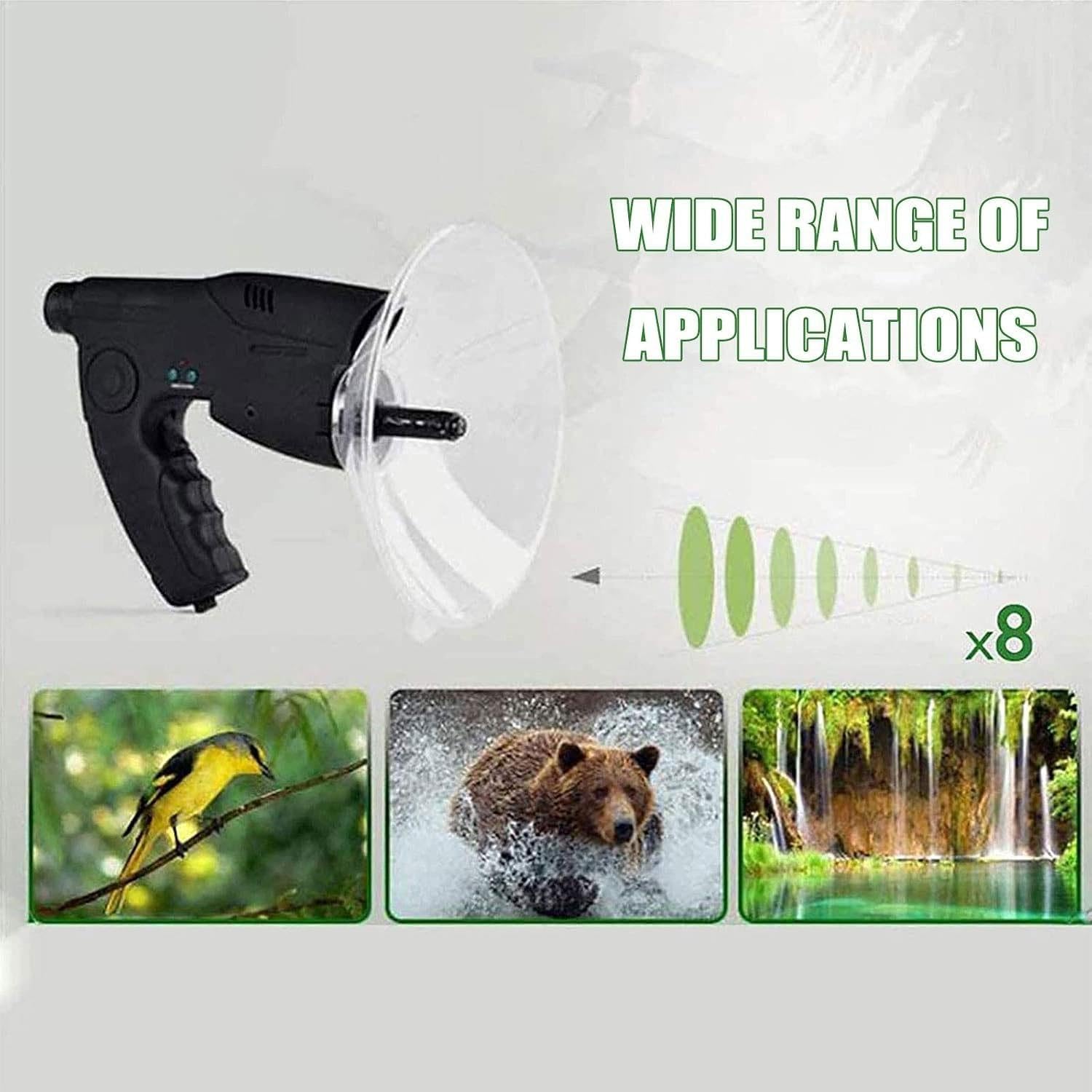 Parabolmikrofon-Monokular, Monokular X8 Bionic Ear-Vergrößerung Monocular Sound Amplifier, Bionic Ear Long Range Birds Listening Telescope 100M