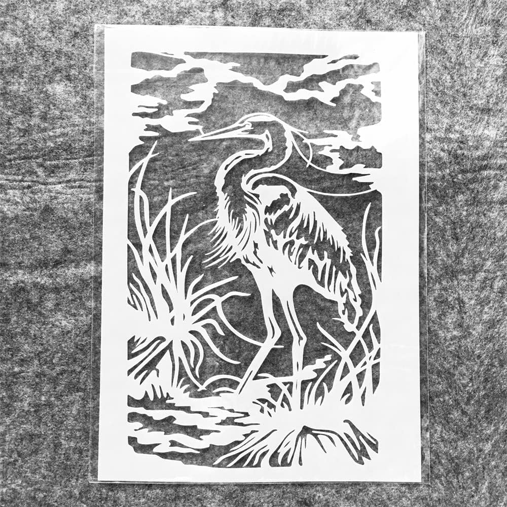 Stencils for Painting on Wood,A4 29cm Stand Crane Bird DIY