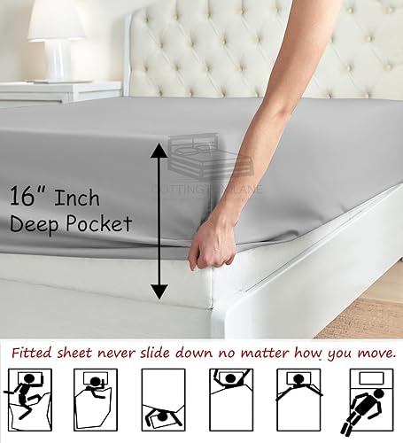 Miniatura 2 de Juego de sábanas divididas California King para camas ajustables, sábanas 100% algodón, juego de sábanas divididas de 5 piezas, sábanas divididas