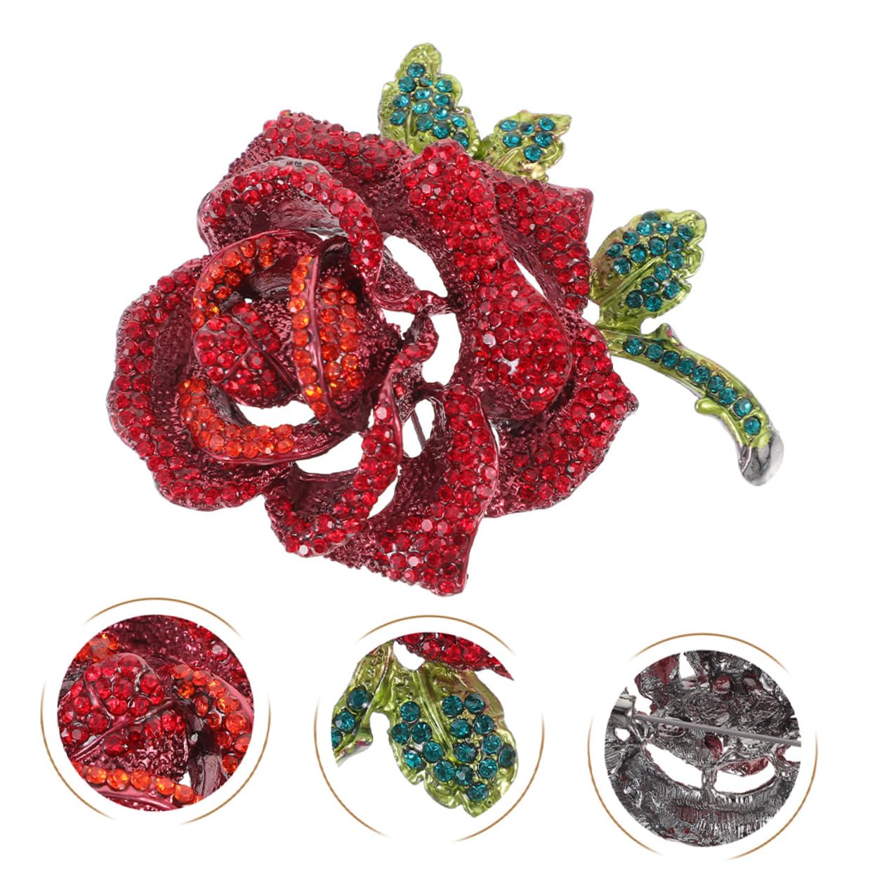 minkissy Crystal Rose Brosche Blumennadel Für Kleidung Brosche Für Schal Brosche Party Brosche Valentinstag Anstecknadel Kleiderstift Zinklegierung Rot