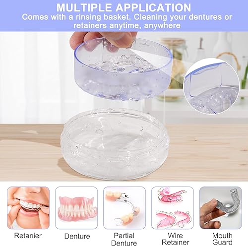 Miniatura 6 de Estuche de dentadura postiza, kit de taza de baño a prueba de fugas para limpieza de viajes, caja de soporte de dentadura para mujeres y hombres con