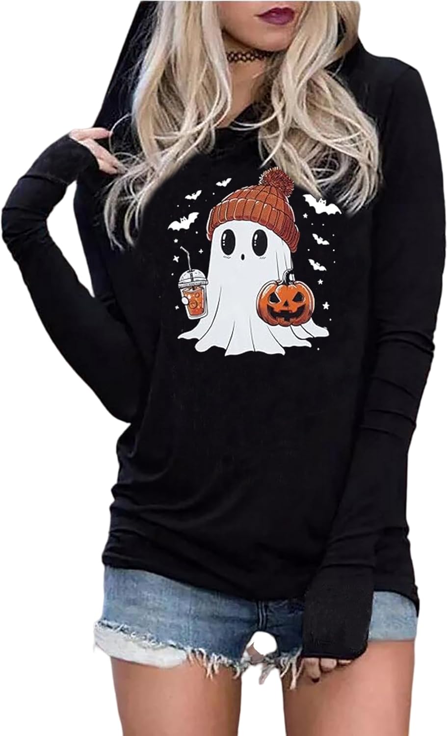 Susongeth Halloween Sanderson Sisters Fashion Hoodie Women Halloween Hocus Pocus Long Sleeve T-Shirt Lightweight Pullover Top