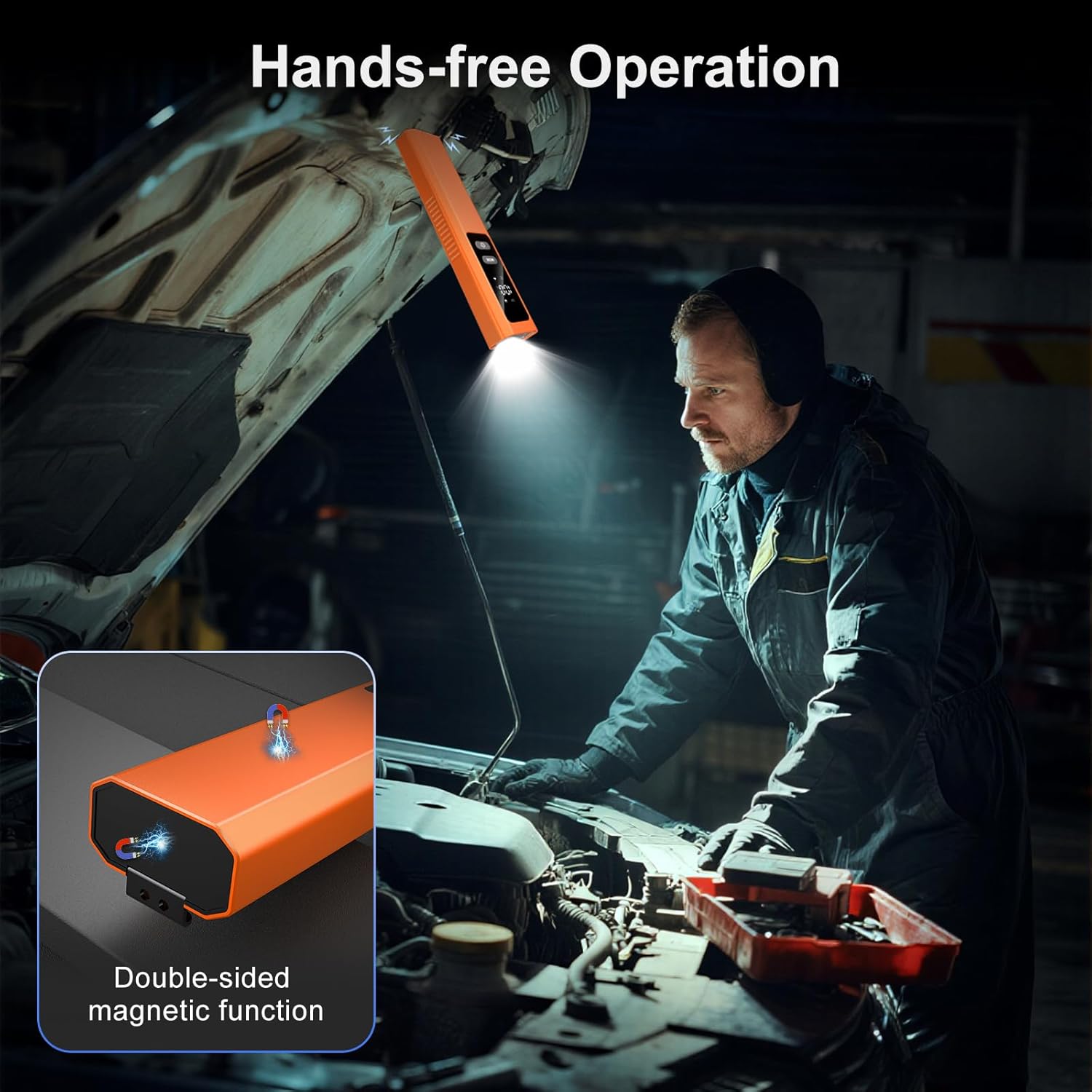 5-in-1 Rechargeable EDC Flat Flashlight, High Lumens Pocket Torch with White LED, UV, Magnetic Base & Clip, Compact Flat Flashlight for Camping, Emergency, Work with Bag(Orange)