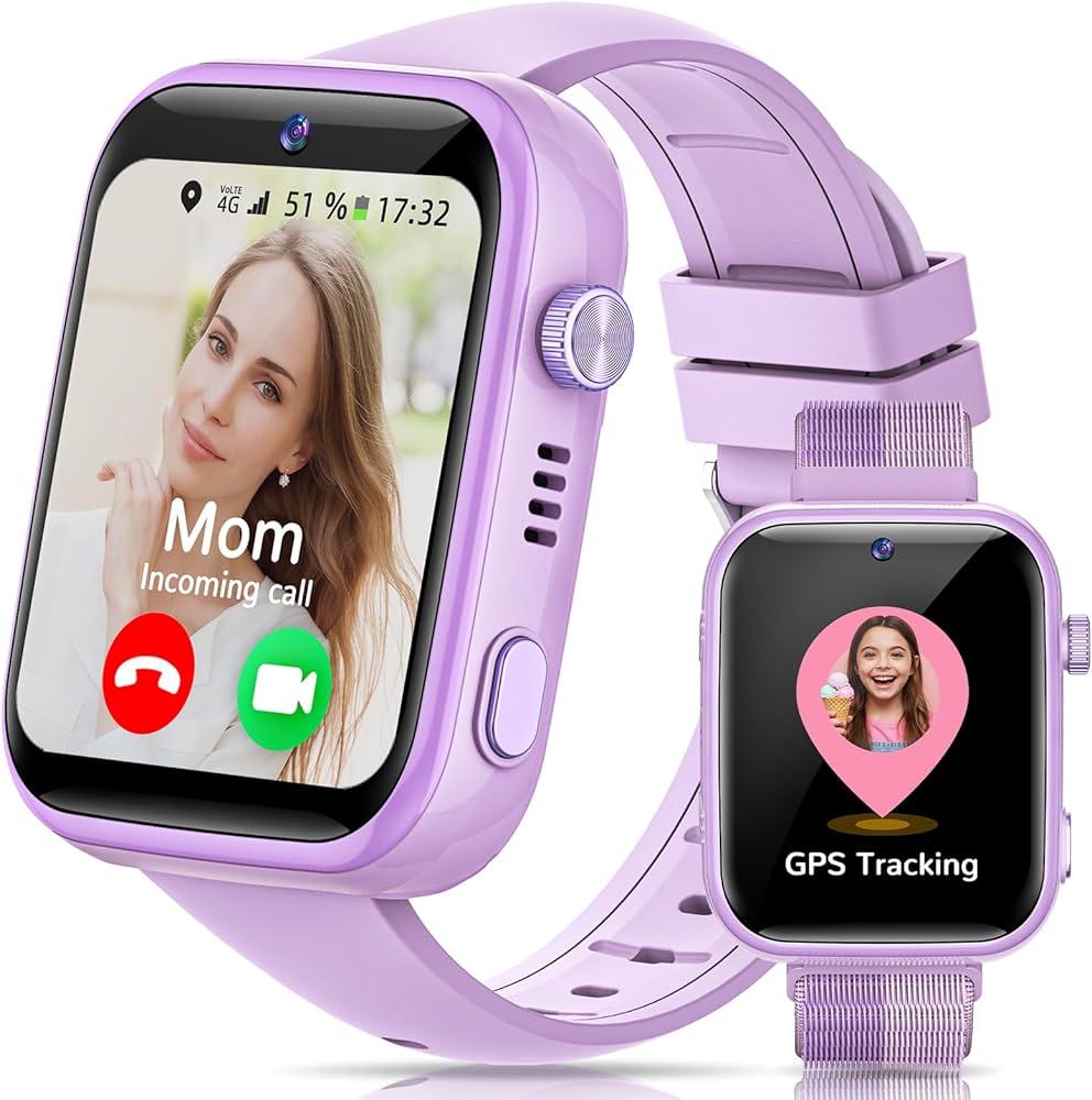 Montre Connectée - UNDERSCORE - 4G - GPS - Vidéo Chat - SOS - Rose Clair - Téléphonie