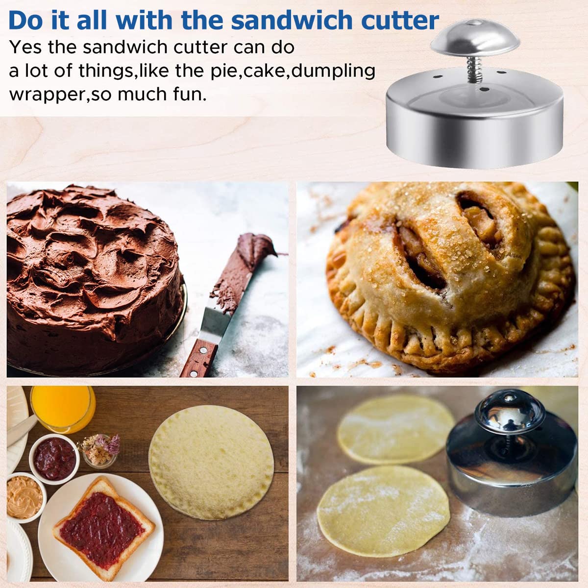 Coupe-sandwich Rond Scellant - Acier Inoxydable, Pour Snacks, Biscuits, Tartes, Pâtisserie - 6