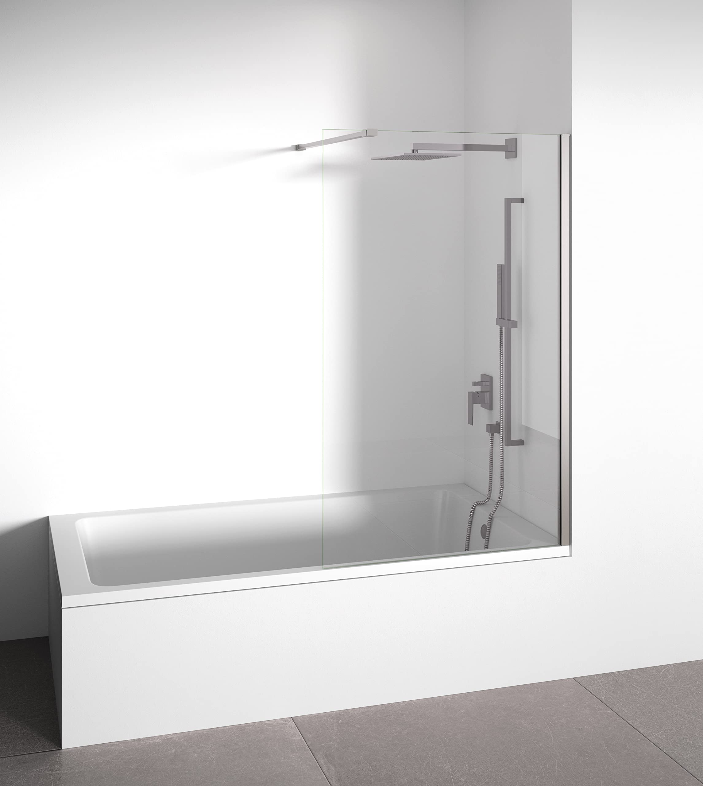 BELLOBATH Mampara de Bañera Fija Plata 78-80 cm Alto 145 cm