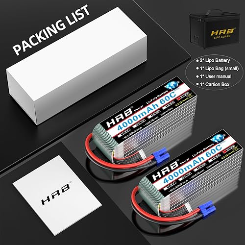 Miniatura 8 de HRB Paquete de 2 baterías Lipo 6S 4000mAh 60C EC5 y 1 bolsa Lipo