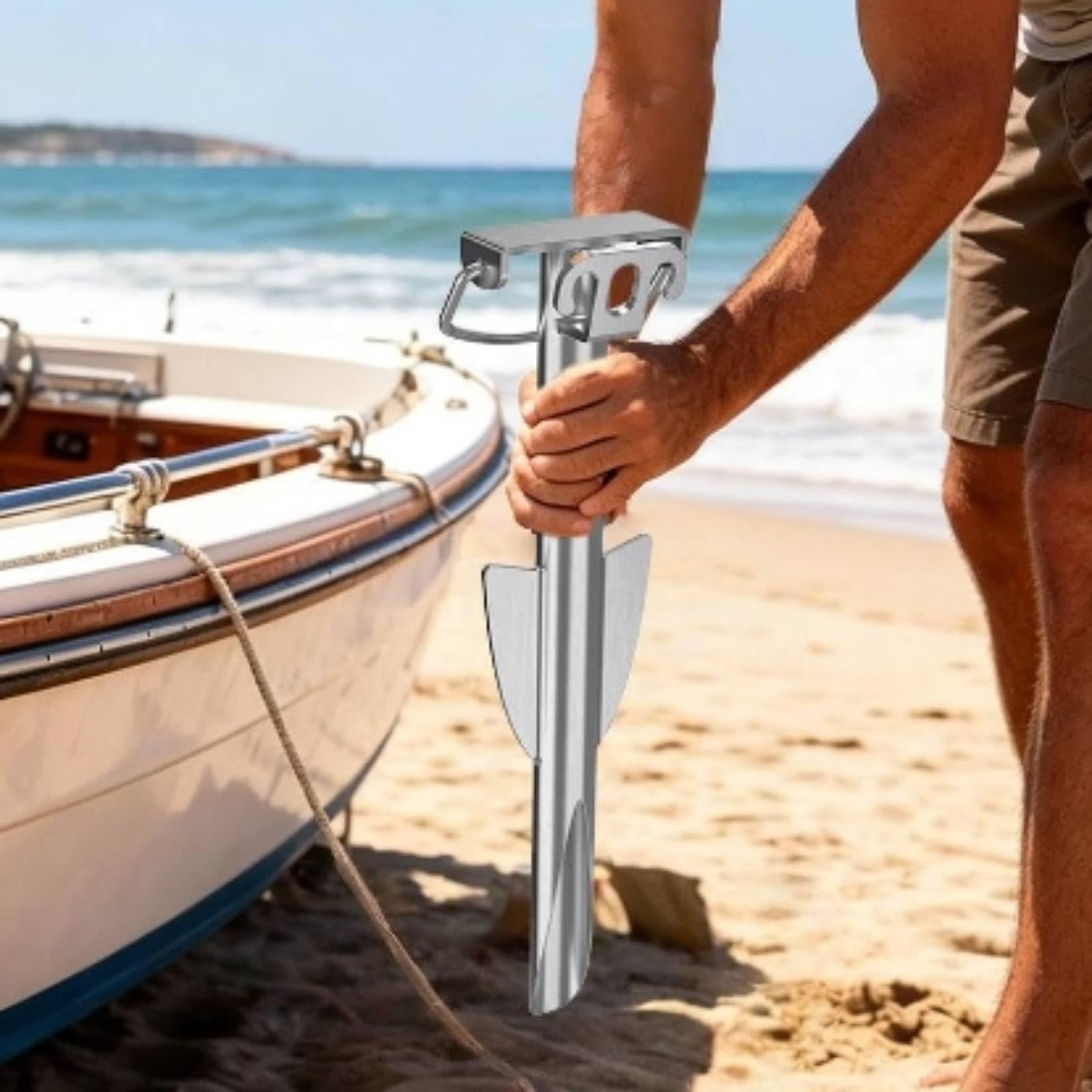 Ancora da Spiaggia Acciaio Inossidabile da Sabbia per Barca Ancoraggio Portatile Resistente Anticorrosione Adatta per, Ancora Da Spiaggia 43 11.5 4cm + Cima D Ormeggio