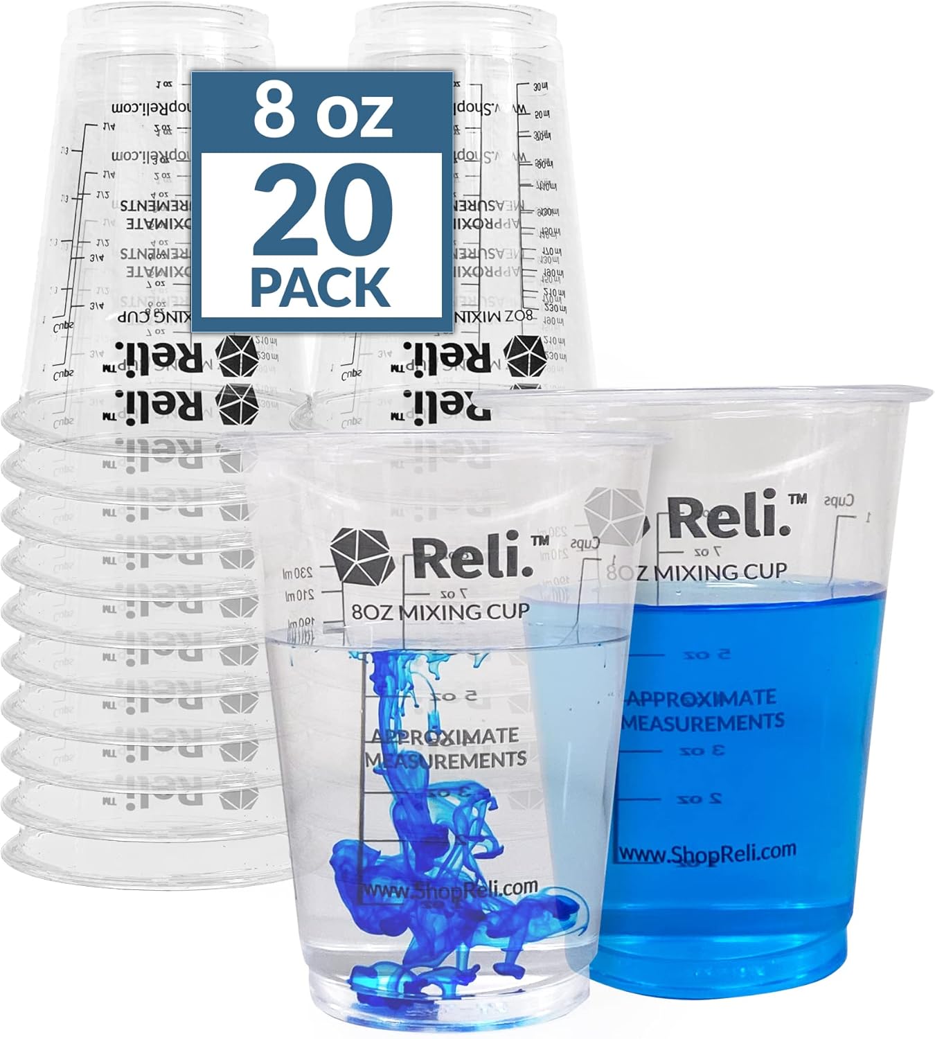 (20 Pcs) Reli. 8 oz Paint Mixing Cup/Resin Mixing Cups