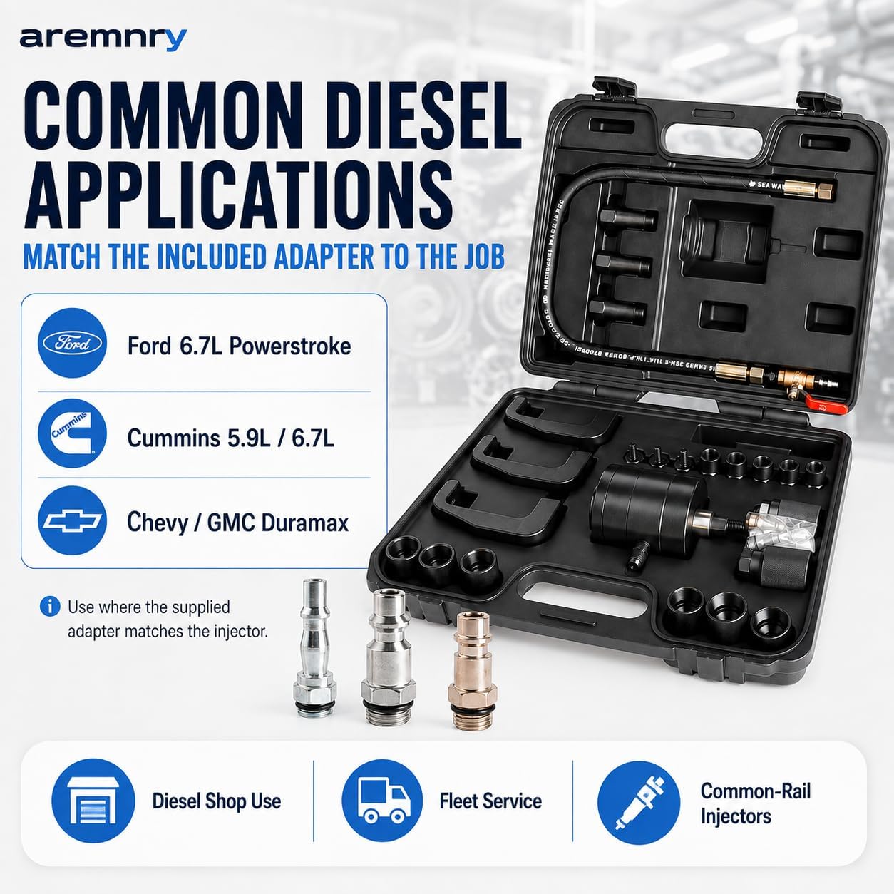 26Pc Pneumatic Injector Puller, Diesel Injector Removal Tool for Ford 6.7L