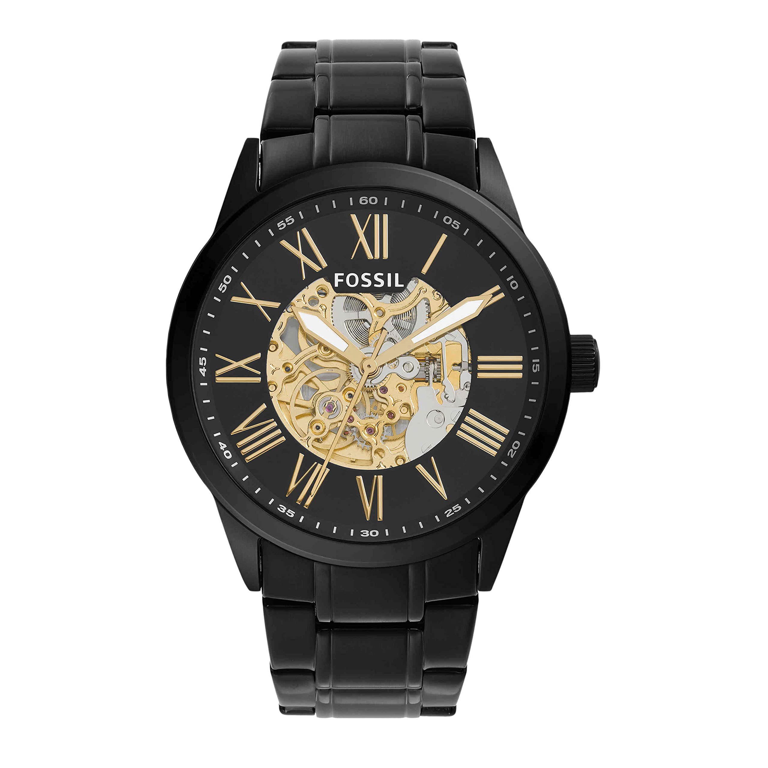 Fossil Stainless Steel Flynn Analog Black Dial Mens Watch-Bq2092, Dial_ Golden (B09DK45KK2) Amazon Price History, Amazon Price Tracker
